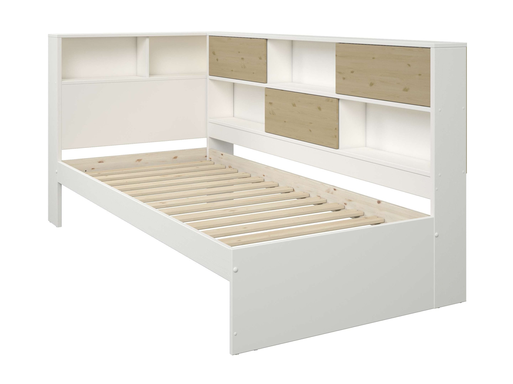 Home affaire Stauraumbett »Amance, Massivholz mit MDF, viel Stauraum, ideal für kleine Räume«, (Außenmaße B/T/H: 110,2/220,1/106,9 cm), FSC® zertifiziert, inklusive Lattenrost, Made in EU