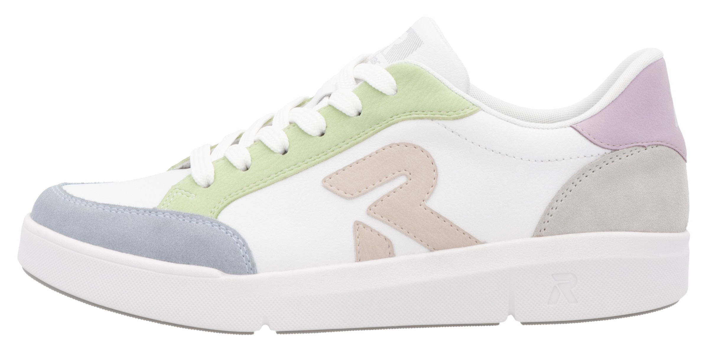 RIEKER Sport Plateausneaker, Schnürschuh, Halbschuh, Freizeitschuh mit pastellfarbenen Akzenten