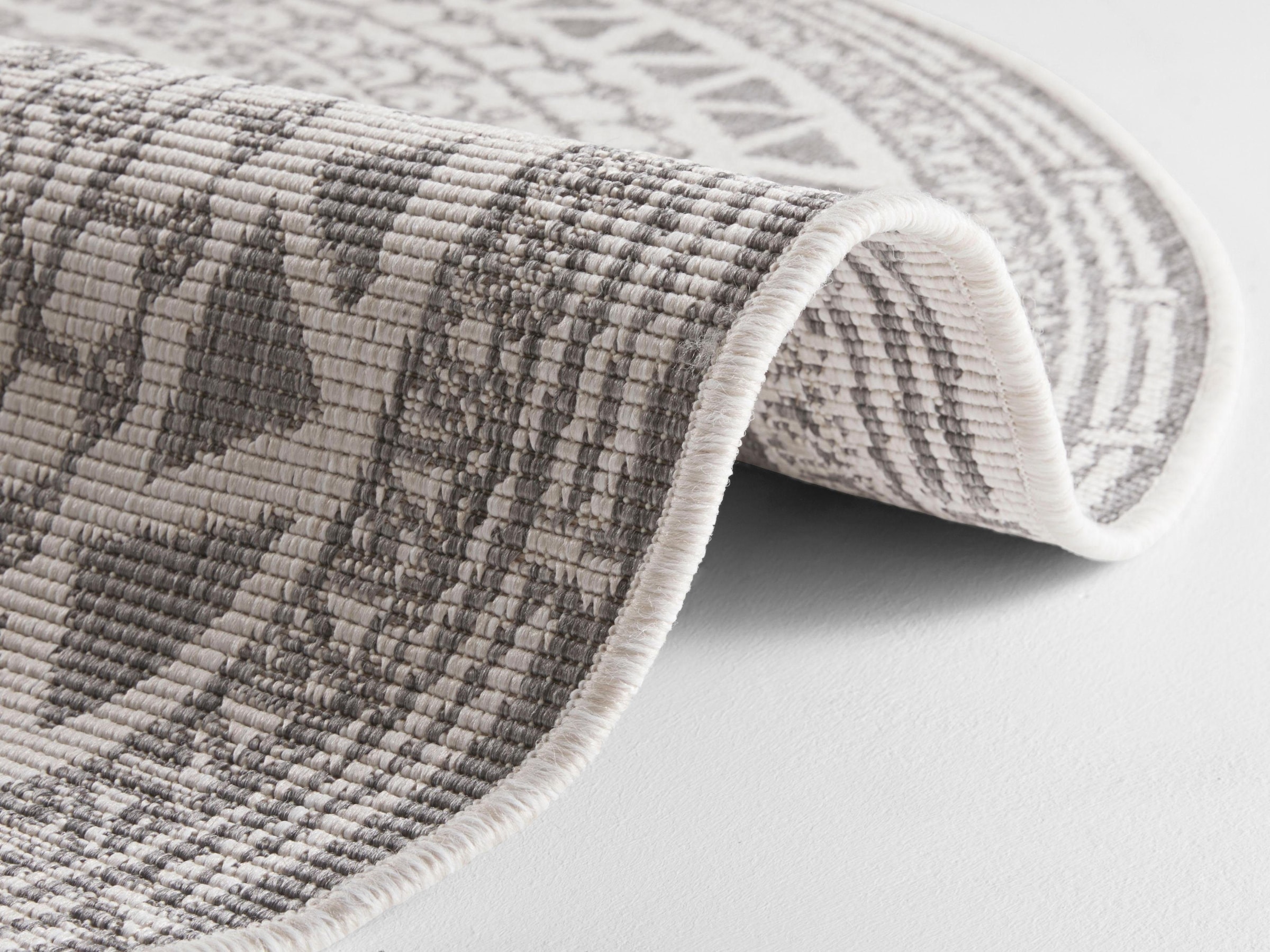 NORTHRUGS Teppich »Coron«, rund, 5 mm Höhe, In-& Outdoor, Wetterfest, Balkon, Garten, Wohnzimmer, Wasserfest