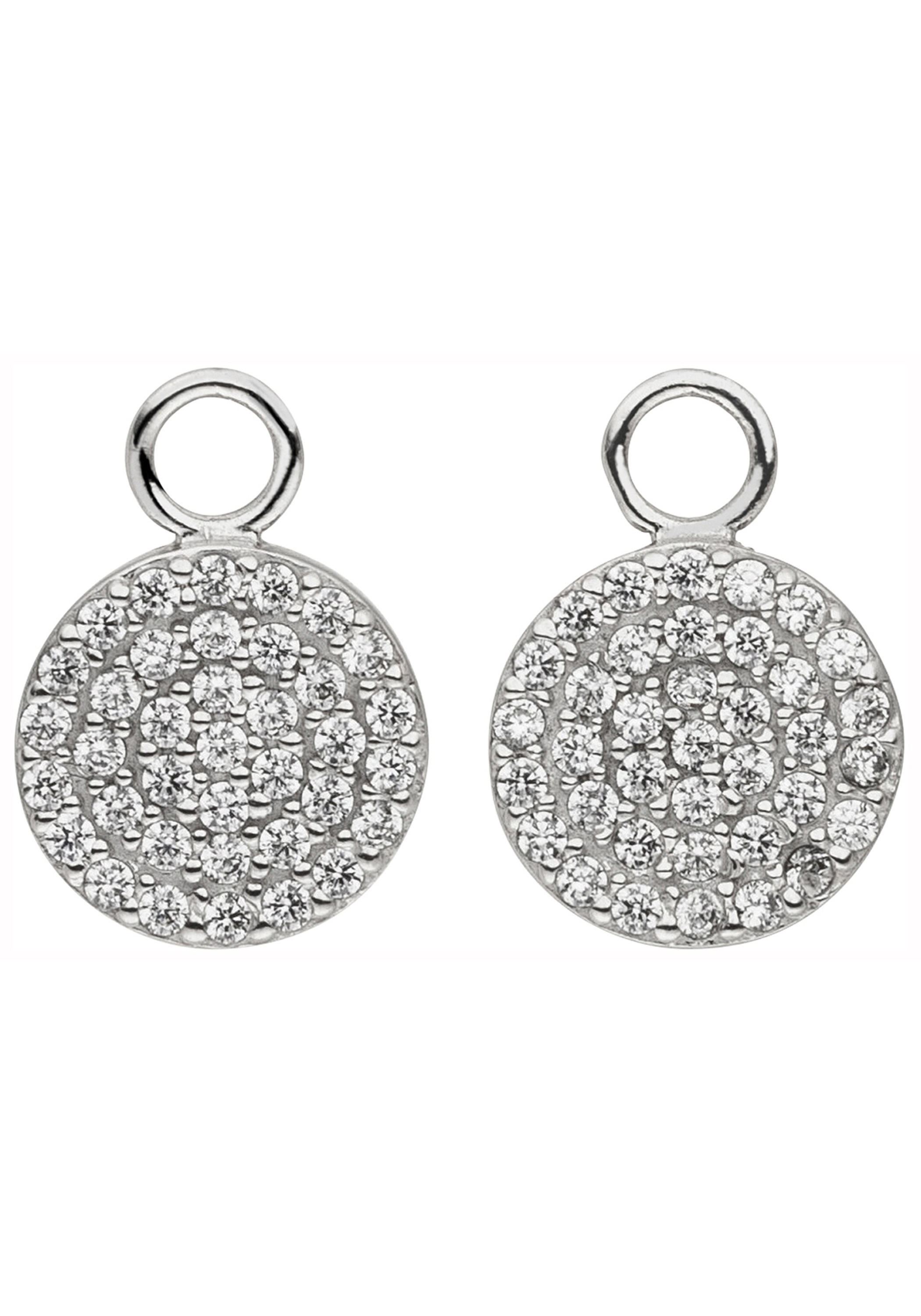 JOBO Paar Creolen »Ohrringe 30 mm mit kleinem Einhänger« 925 Silber mit 74 Zirkonia