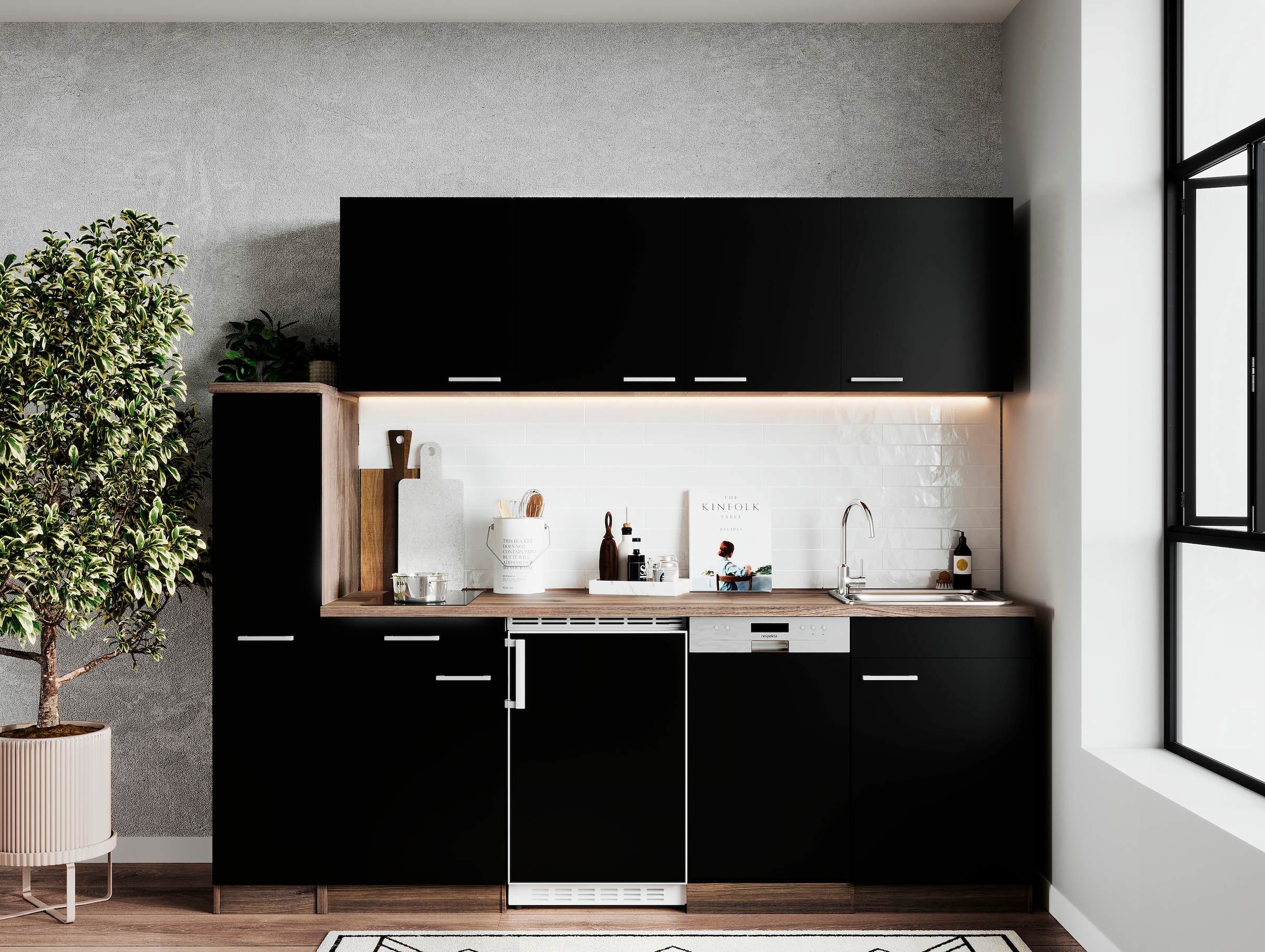 RESPEKTA Küche »Oliver«, Breite 225 cm, wechselseitig aufbaubar