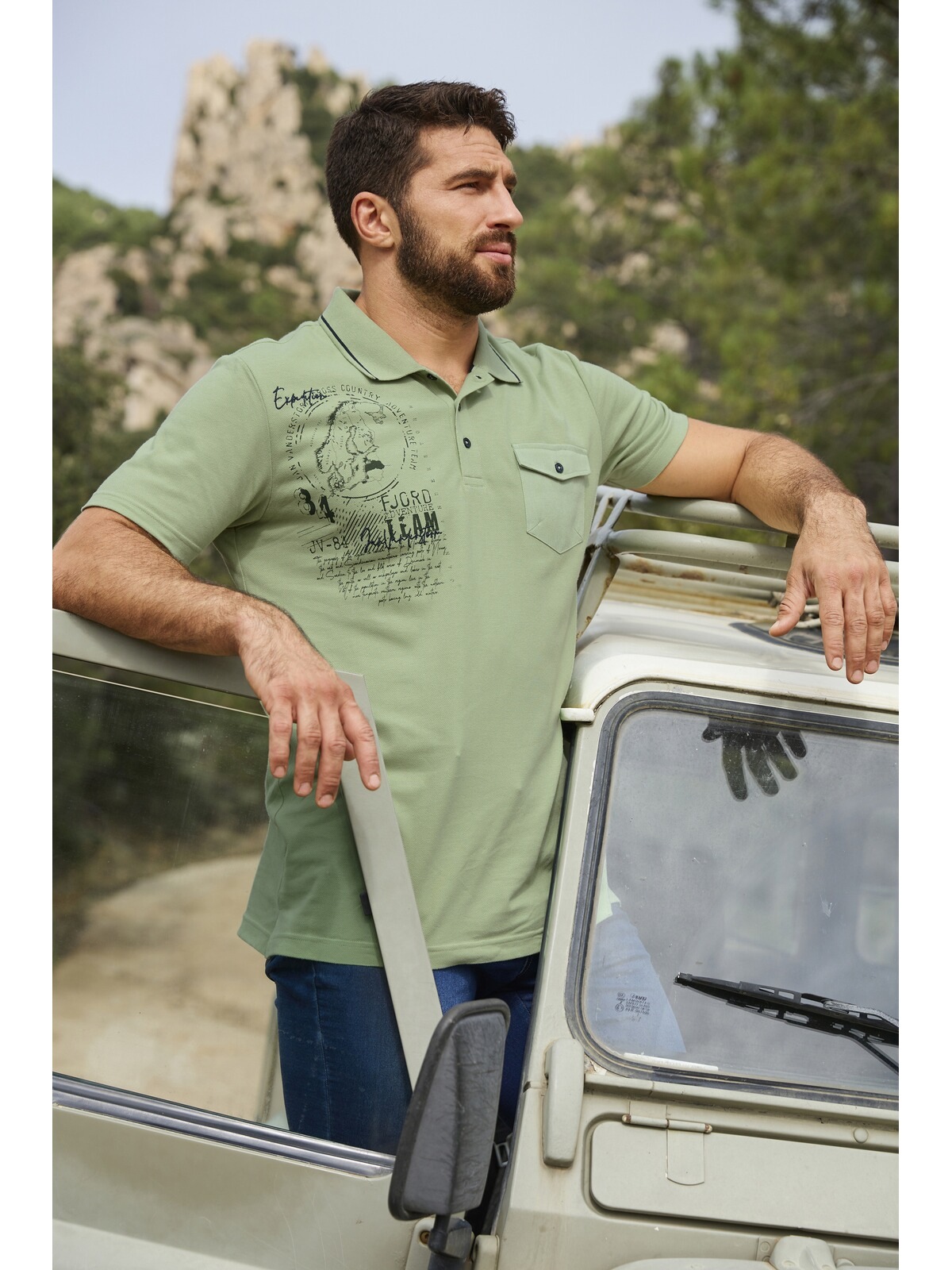 Jan Vanderstorm Poloshirt »Poloshirt FJODOR«, (1 tlg.), mit nordischem Aufdruck