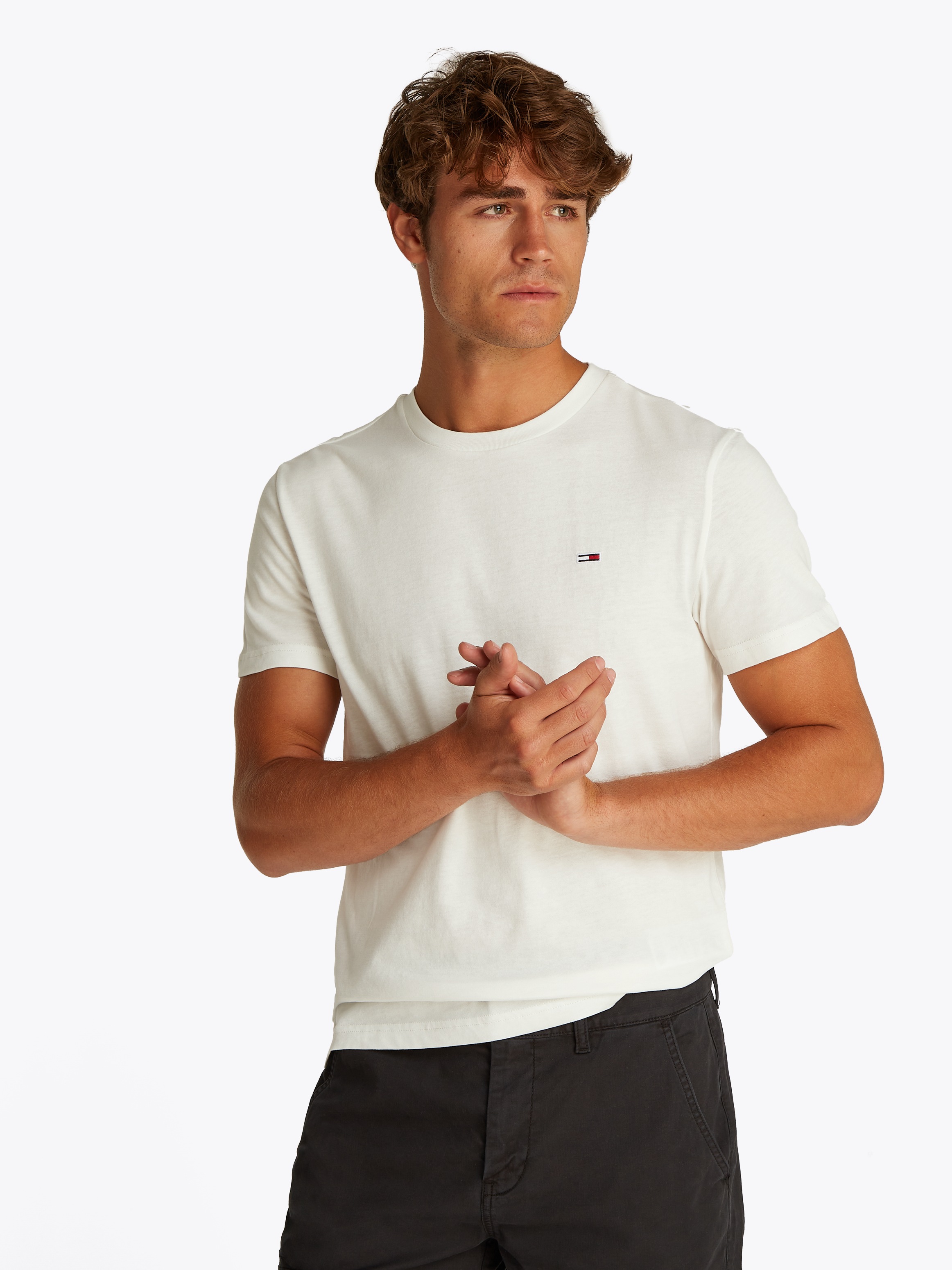 Tommy Jeans Rundhalsshirt »TJM XSLIM 2PACK JERSEY TEE EXT«, (Packung, 2er-Pack), Logostickerei, 2Pack