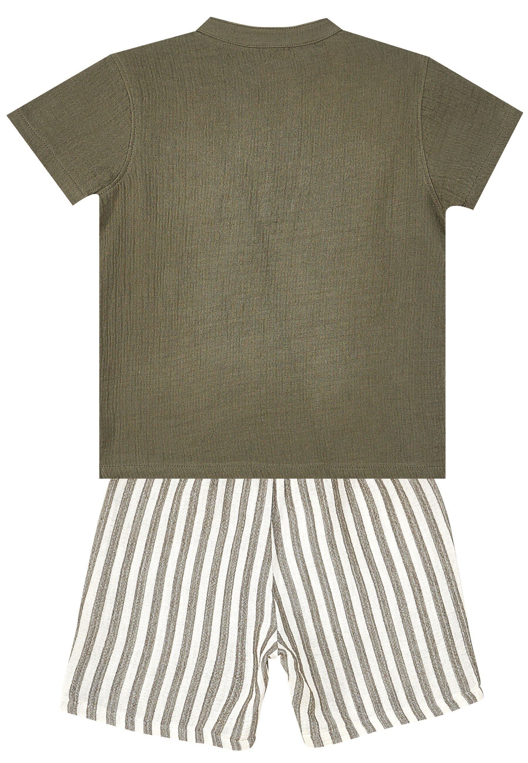 Denokids Hausanzug »Striped Muslin«, (2 tlg.), mit gestreiften Shorts