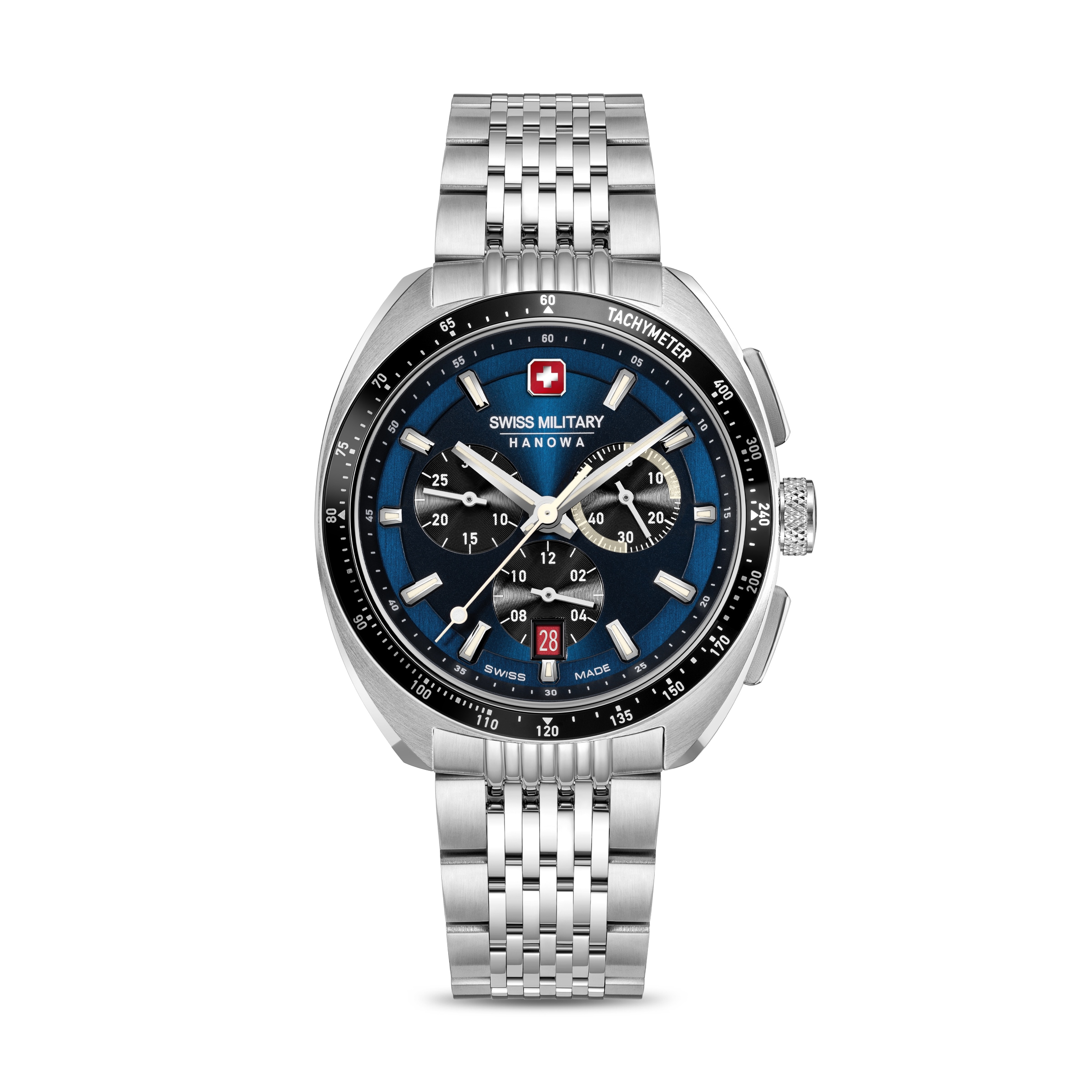 Swiss Military Hanowa Chronograph »Defender« Quarzuhr, Armbanduhr, Herrenuhr, Swiss Made, Edelstahlarmband, analog