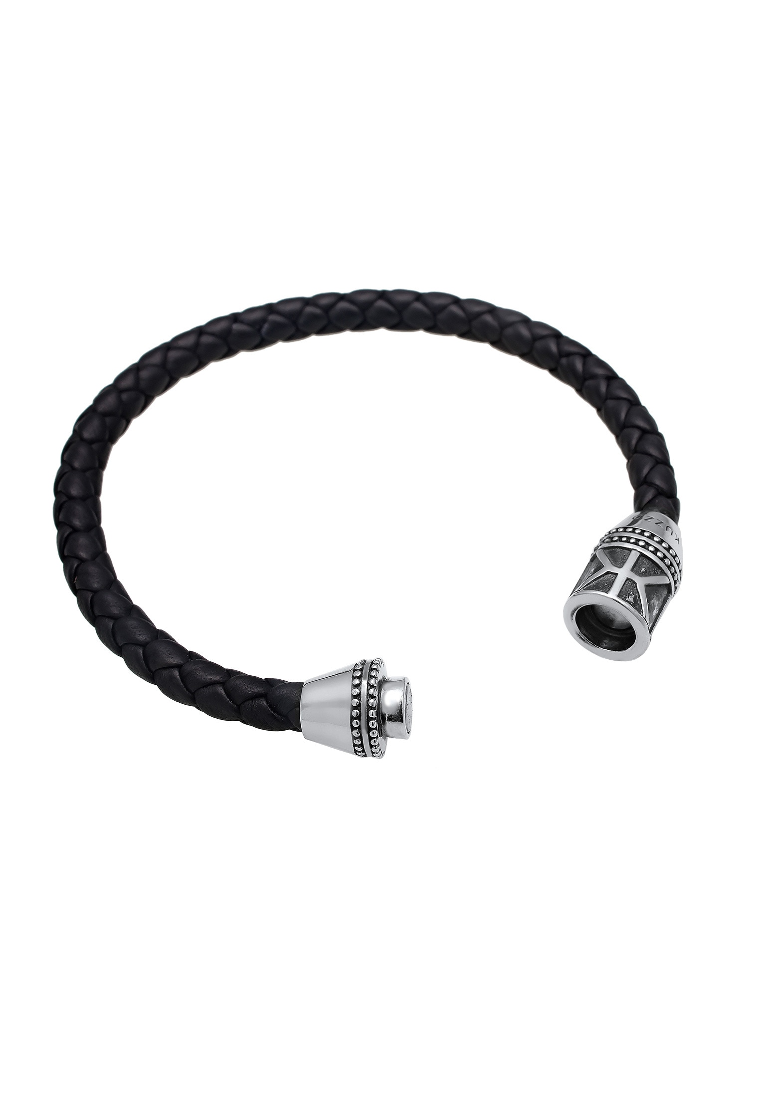 Kuzzoi Armband »Herren Leder Logo Magnet-Verschluß 925 Silber«