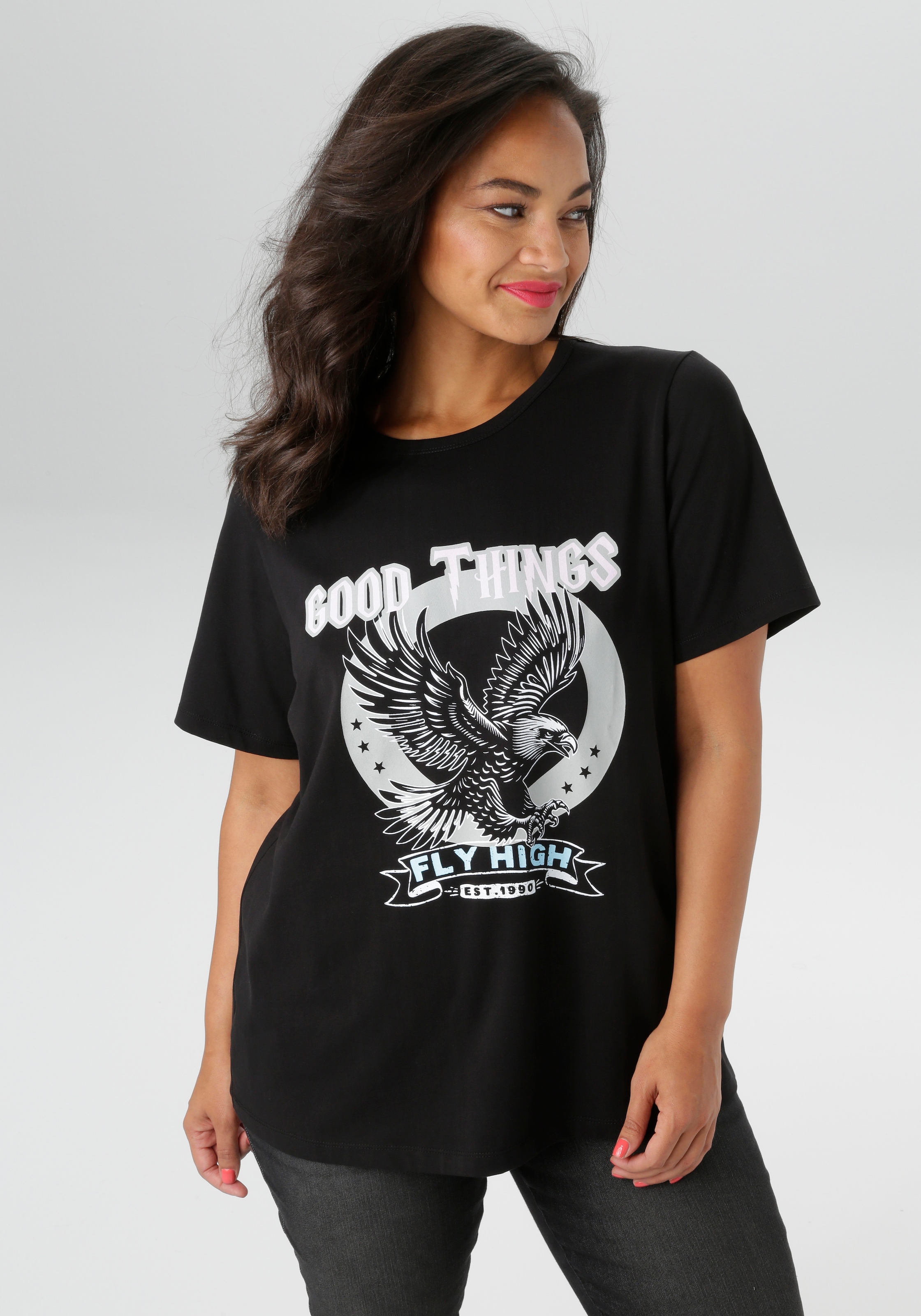 Aniston PLUS T-Shirt, mit trendigen Frontprint - NEUE KOLLEKTION günstig online kaufen
