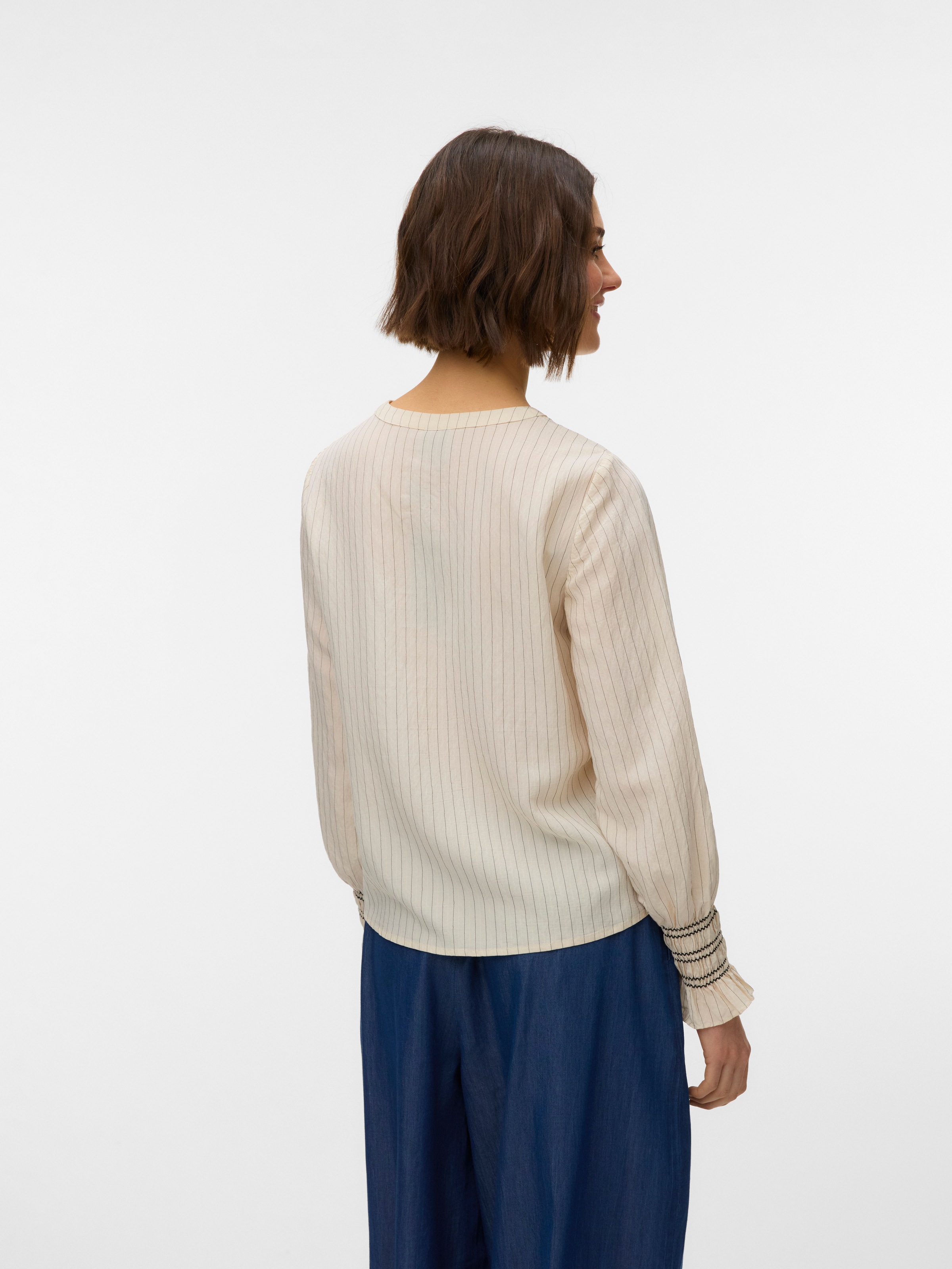 Vero Moda Blusenshirt "VMMILLIE LS TOP WVN GA" mit Bindedetail günstig online kaufen