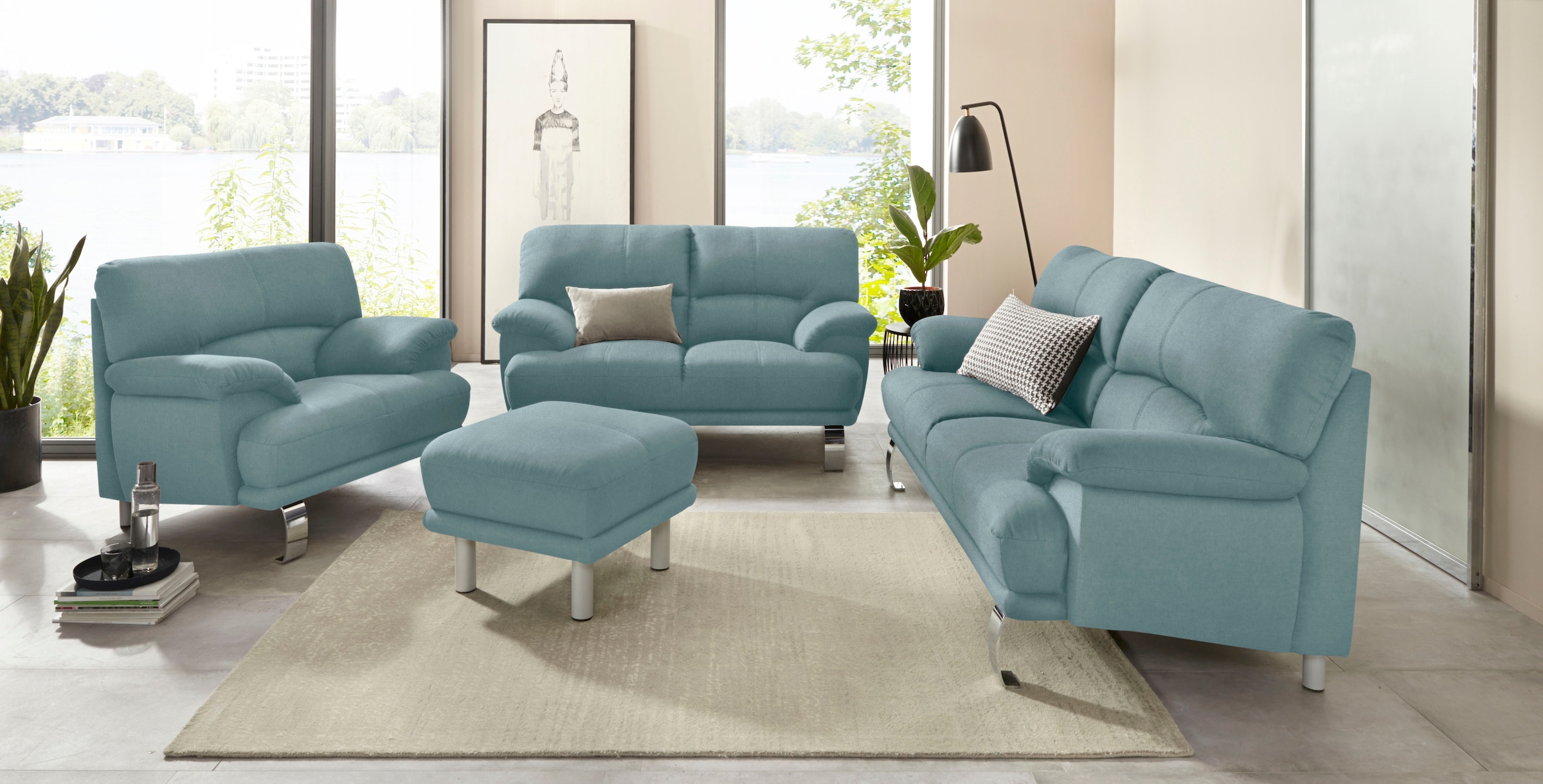 TRENDMANUFAKTUR 3-Sitzer »Cecilia II, mit italienischem Design, tollen Details«, mit tollem Sitzkomfort und Designfuß