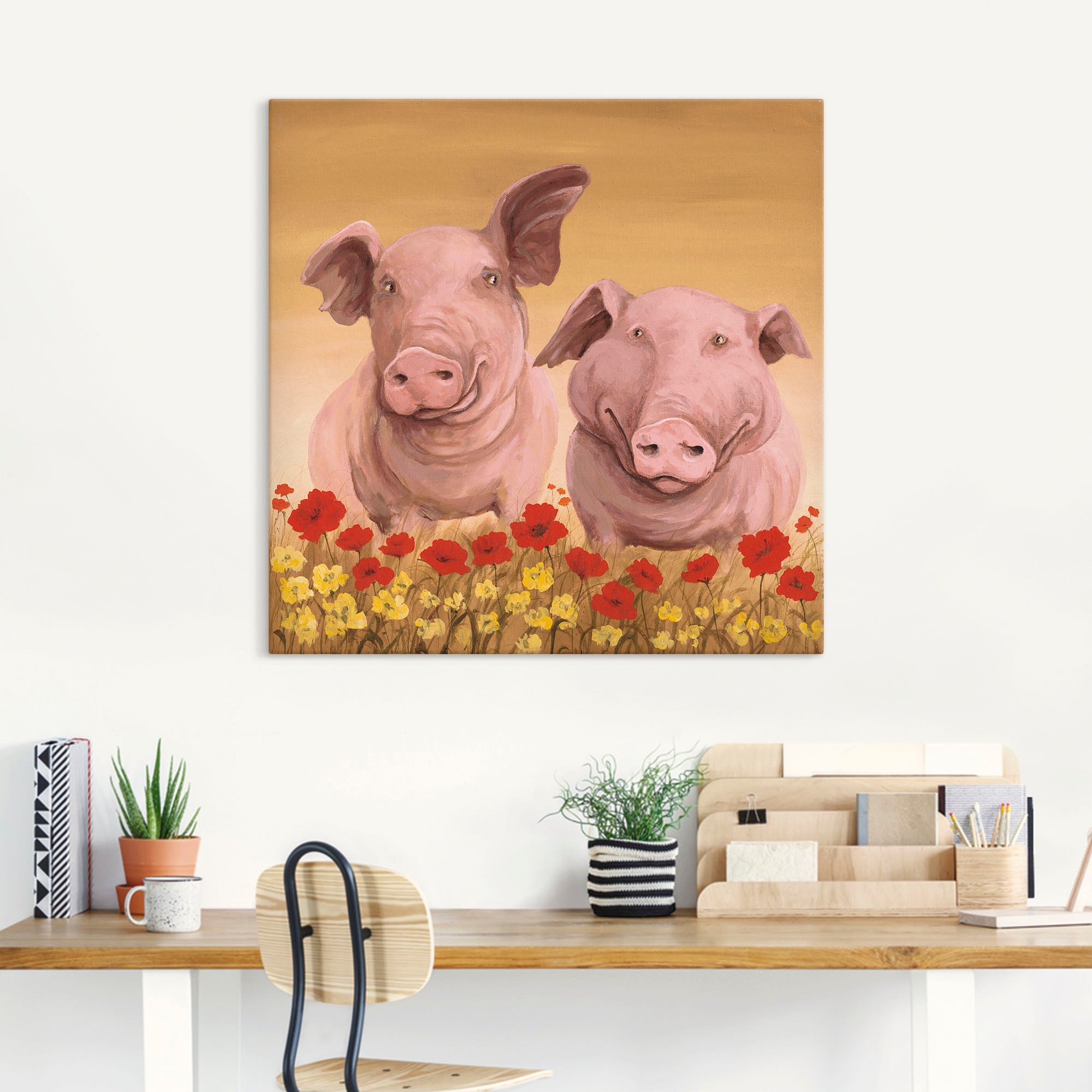 Artland Leinwandbild »Schweine«, Haustiere, (1 St.), auf Keilrahmen gespannt