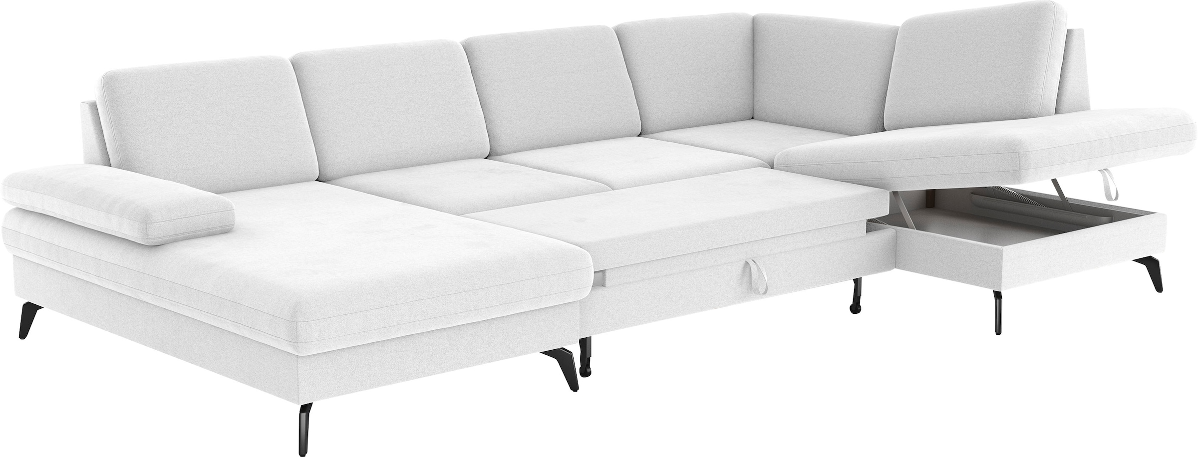 sit&more Wohnlandschaft »Morris U-Form, inkl. Sitztiefenverstellung«, wahlweise mit Armteilverstellung, Bettfunktion & Bettkasten
