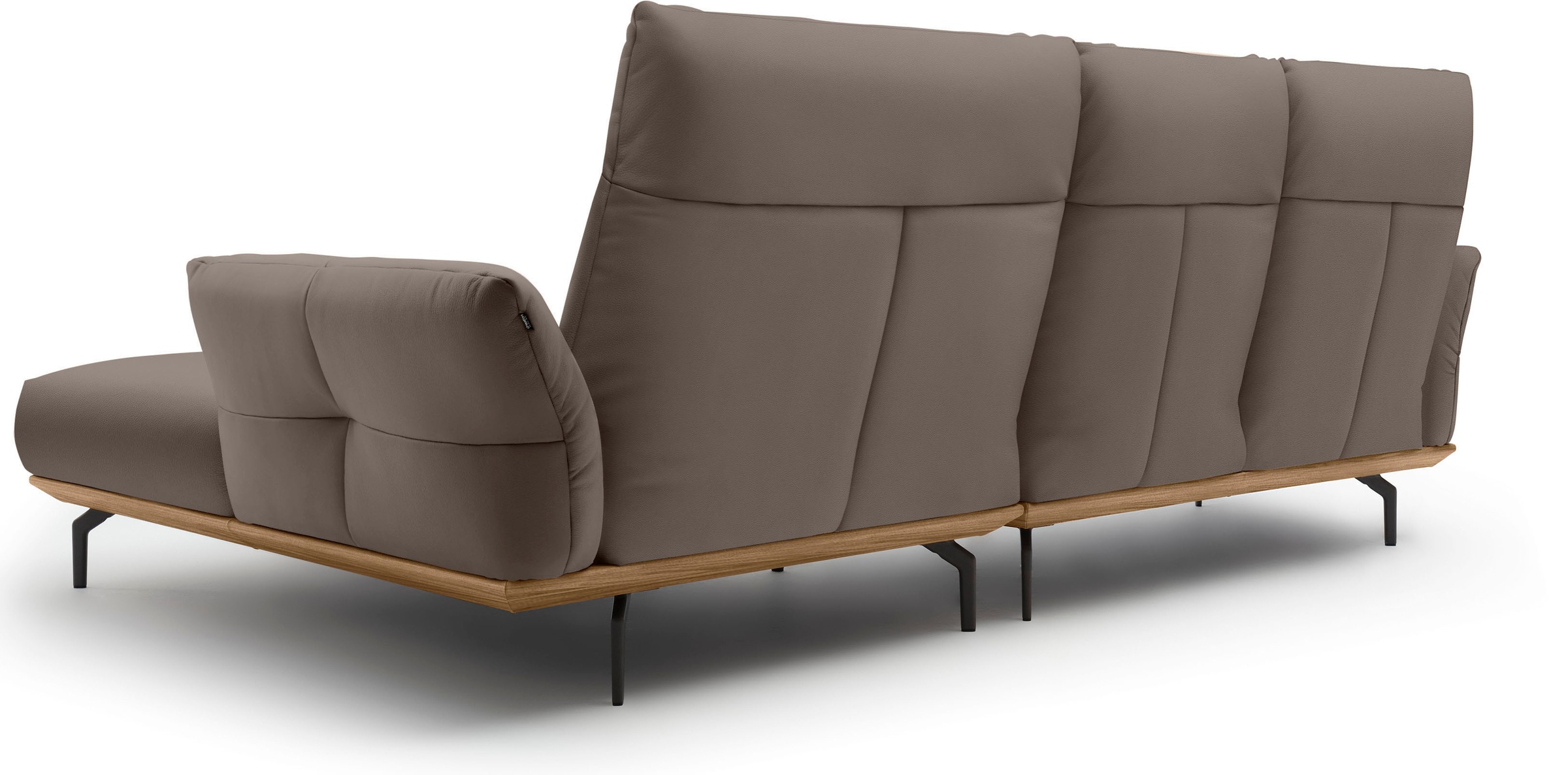 Creation BY ROLF BENZ Ecksofa »CR.460«, Sockel in Nussbaum, Winkelfüße in Umbragrau, Breite 298 cm