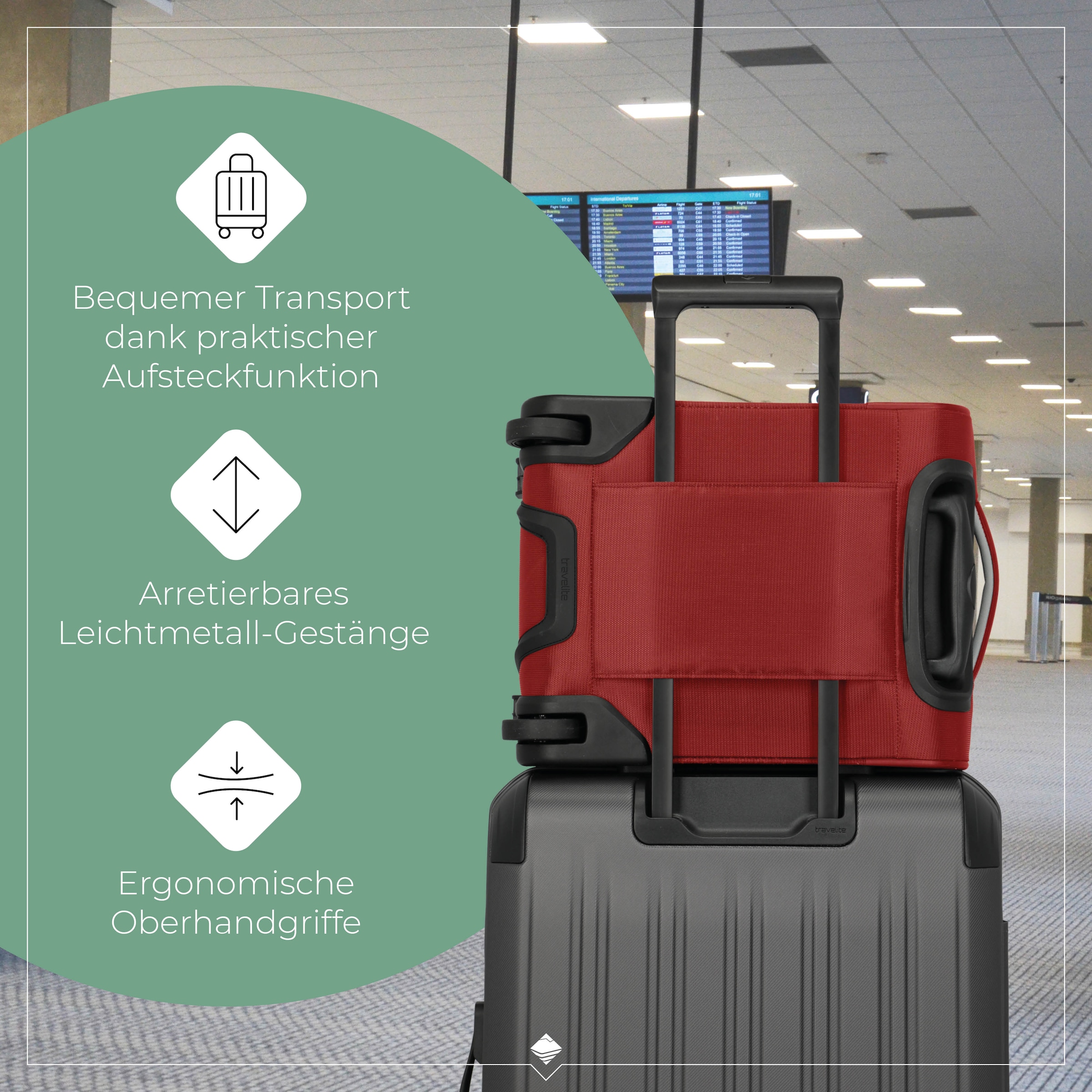 travelite Handgepäck-Trolley »JETPACK Easy 2 Cabin, konzipiert für EasyJet, Vueling & Wizz«, 4 Rollen, Weichgepäck-Koffer Handgepäck für die meisten gängigen Airlines