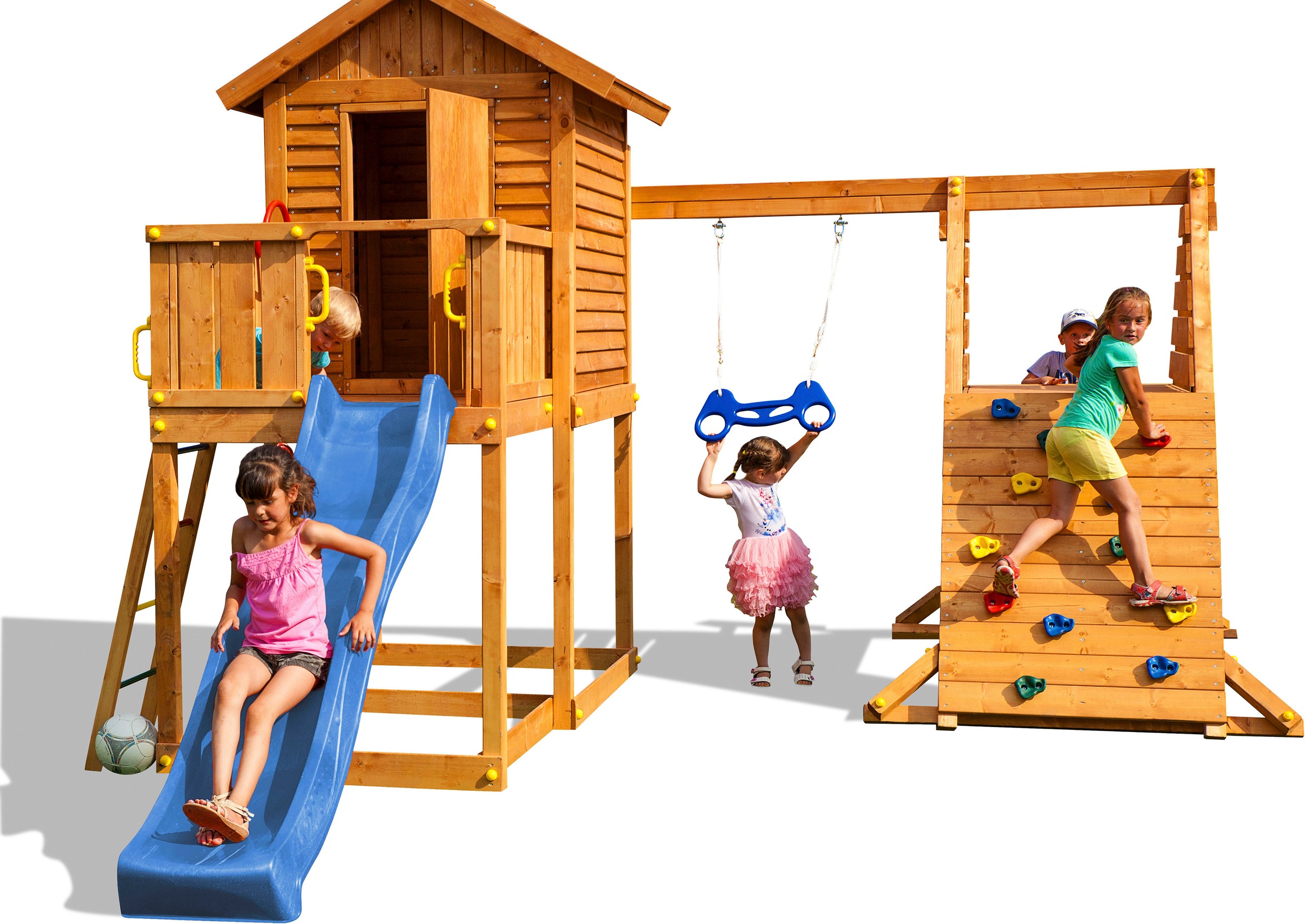 FUNGOO Spielturm »My HOUSE Spider+«, mit Schaukel & Rutsche, Klettererweiterung, Spielhaus, Sandkasten