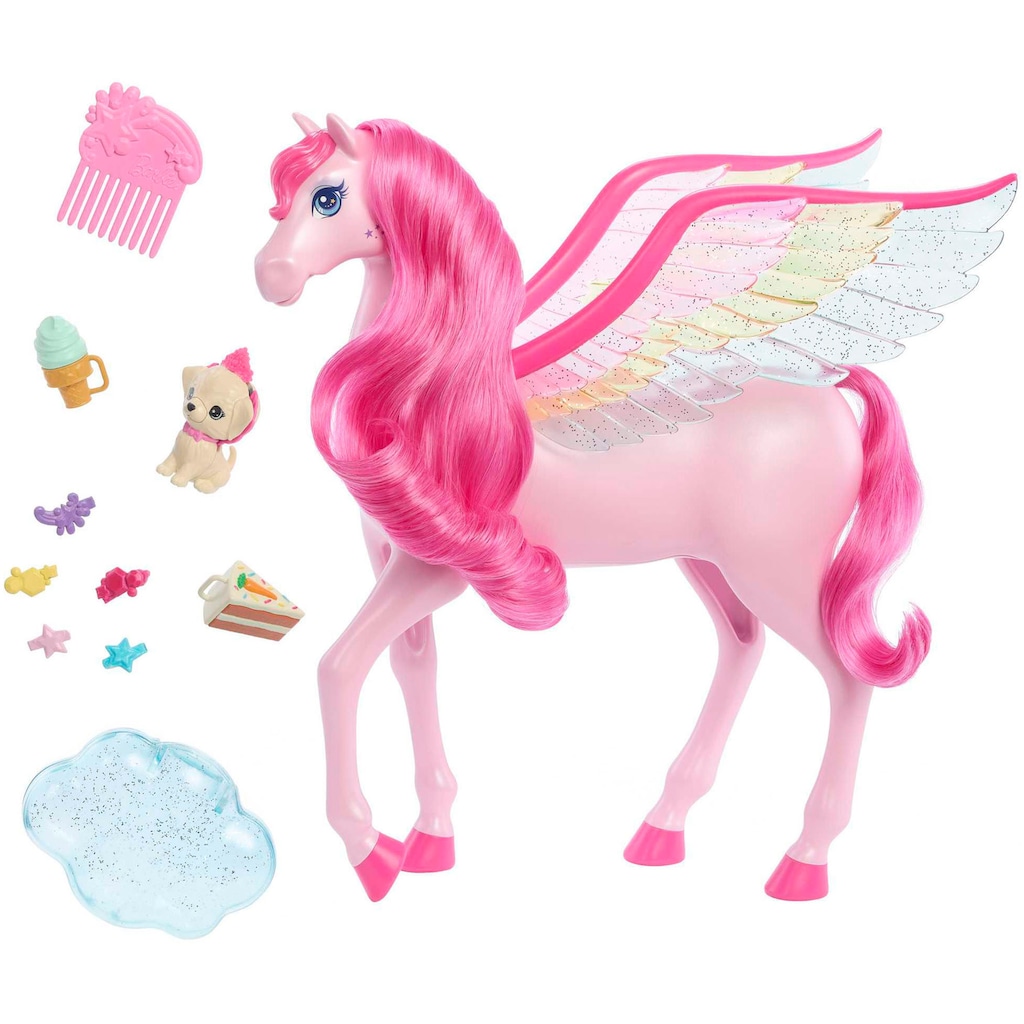 Barbie Anziehpuppe »Ein verborgener Zauber, Rosafarbener Pegasus mit Hündchen«