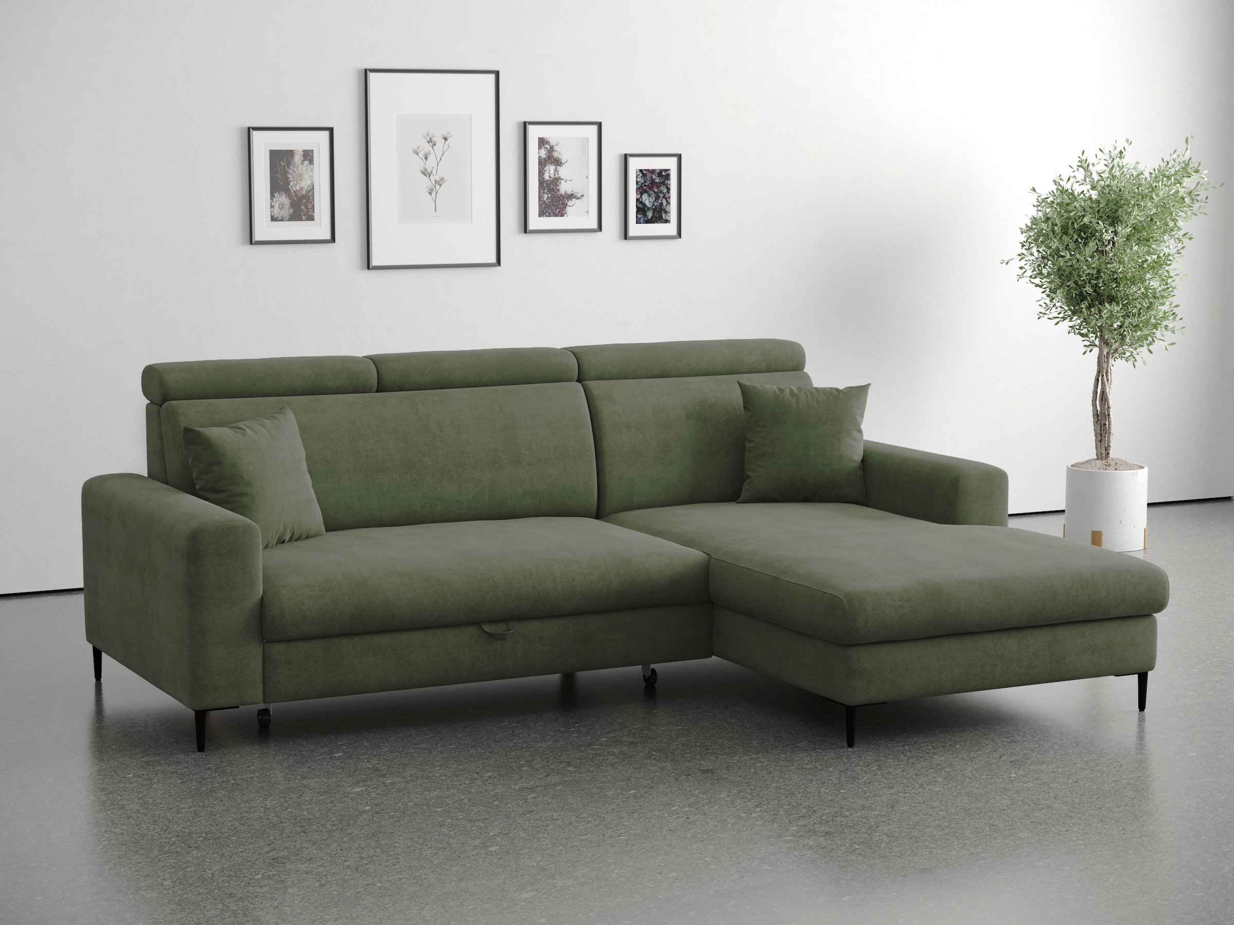 OTTO home "Nizza, L-Form, B: 250cm" mit Schlaffunktion und Bettkasten