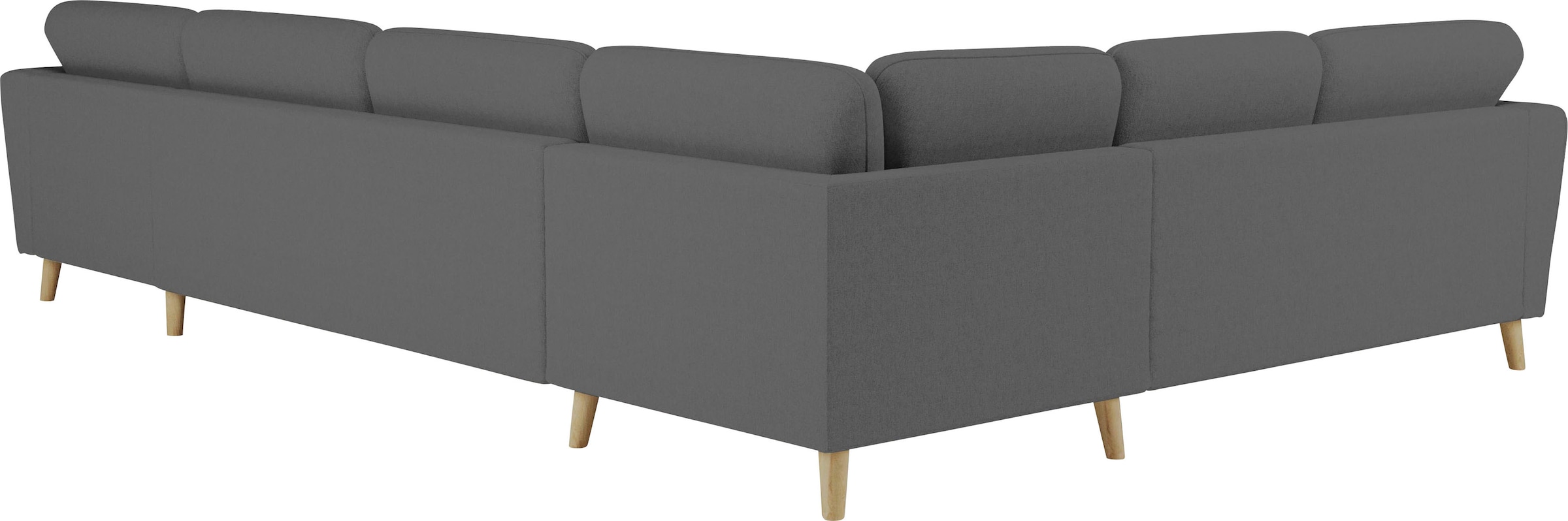 Home affaire Wohnlandschaft »MARSEILLE XXL 349cm, U-Form, Ottomane rechts/links wählbar«, Massivholzbeine Eiche, Landhausstil, Wellenunterfederung