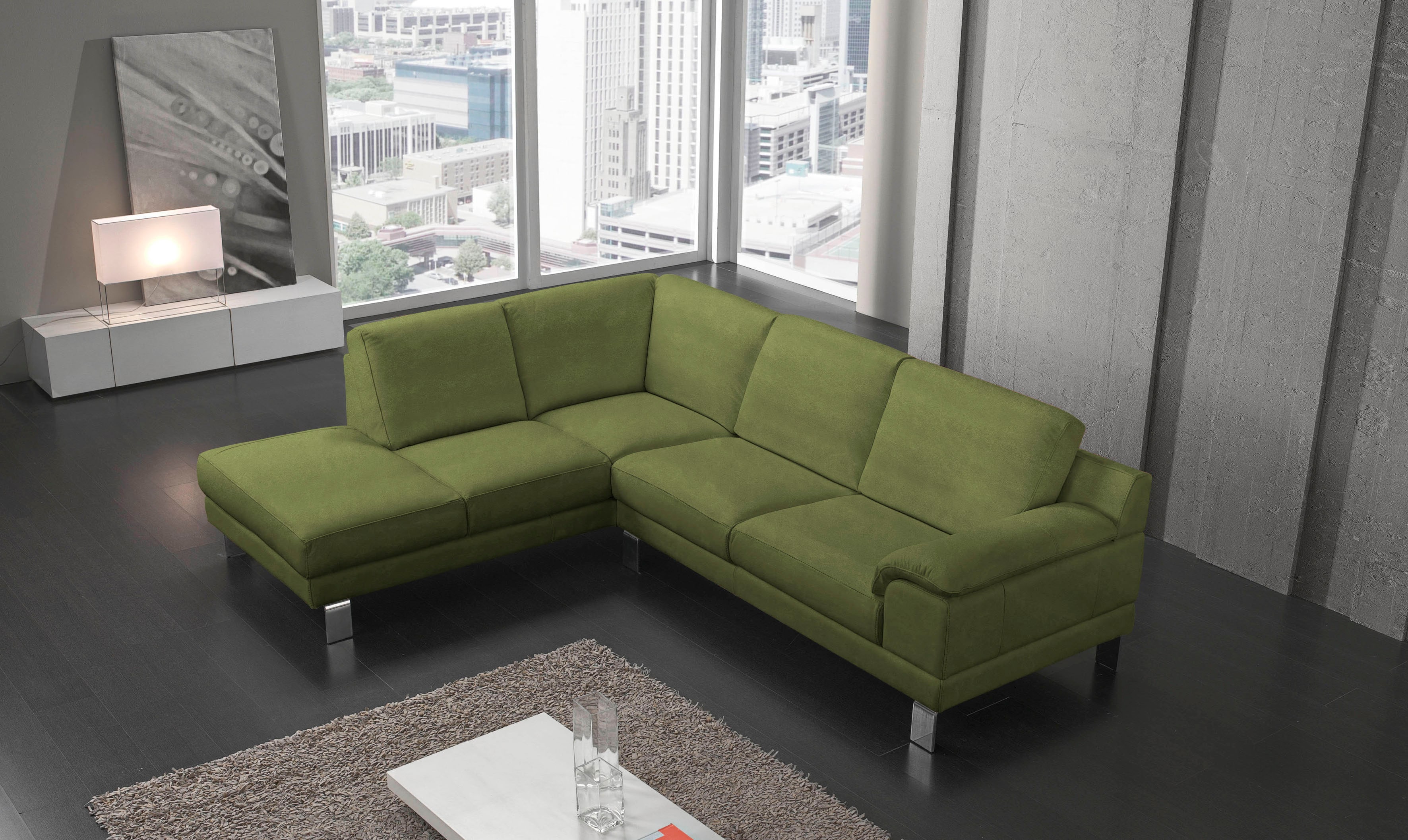 Egoitaliano Ecksofa "Shakira, Design und Sitzkomfort auf hohem Niveau, tolle Details" mit Ottomane, L-Form, elegante Metallfüße