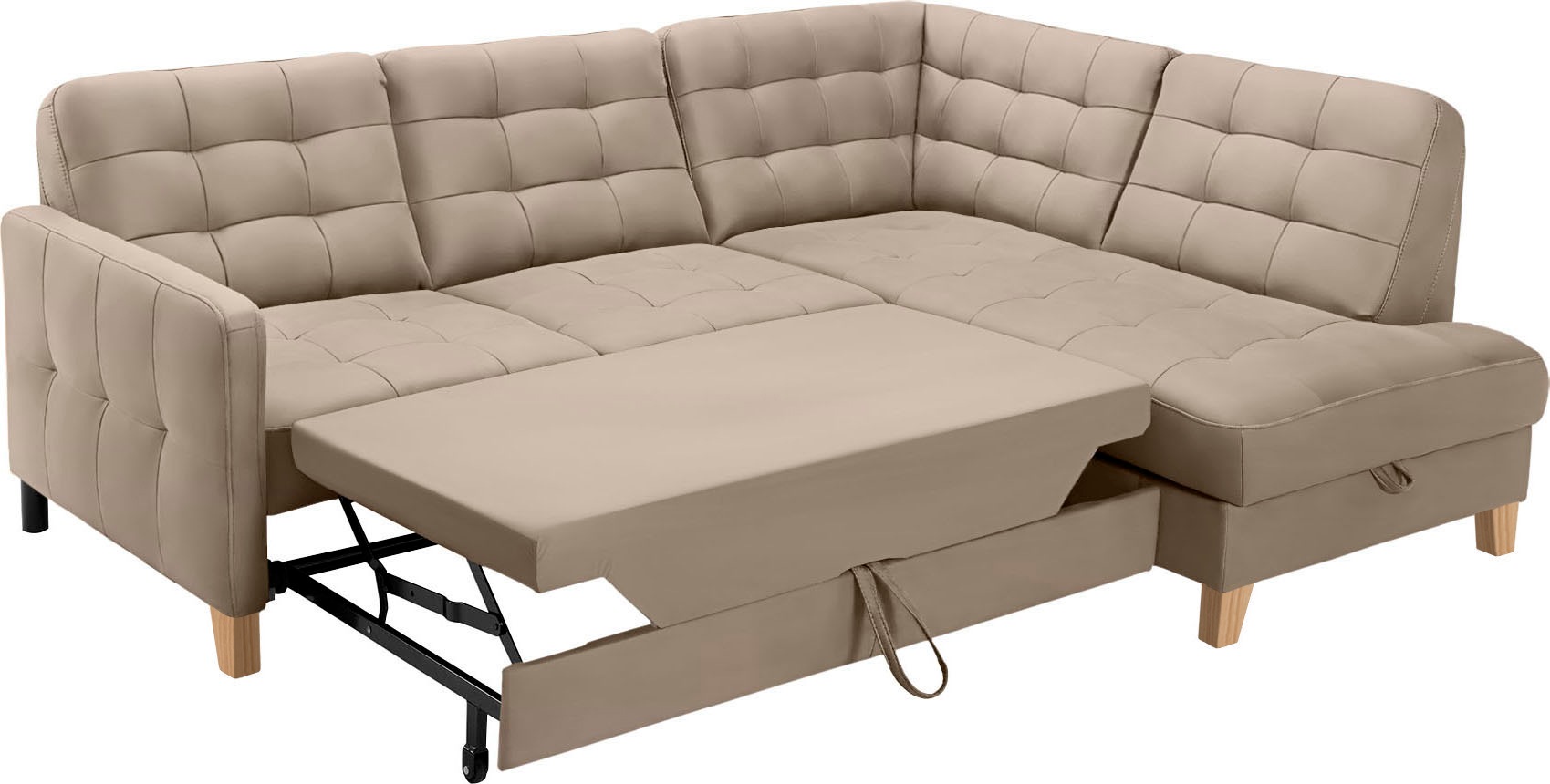 exxpo - sofa fashion Ecksofa »Elio, kompakt und komfortabel, bequem, zeitloses Design, L-Form«, wahlweise mit Bettfunktion und Bettkasten