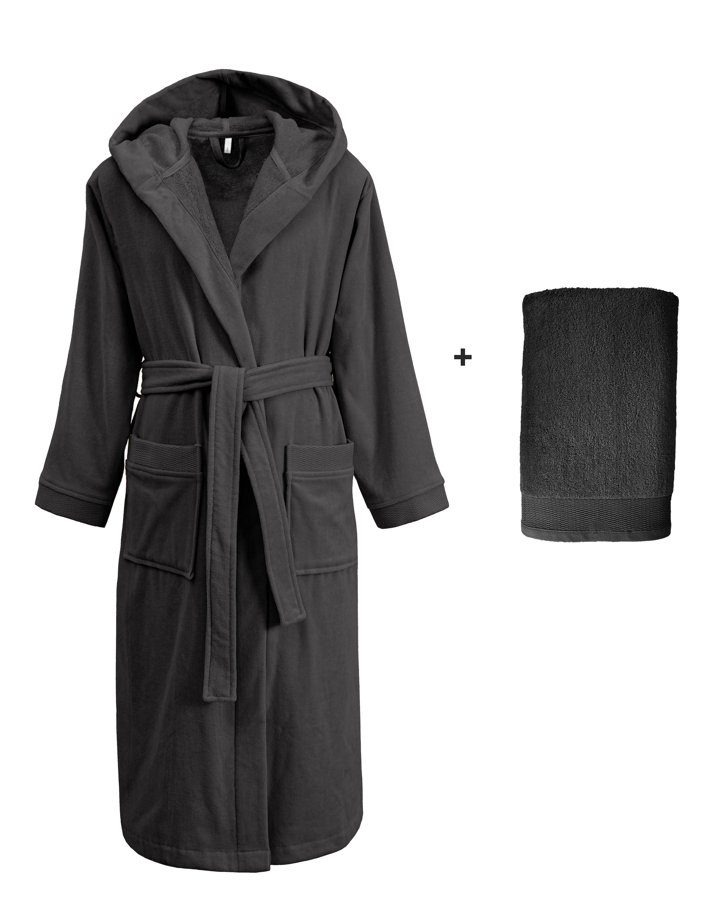 OTTO home Unisex-Bademantel »Fenya, 330 g/m², ideal für Sauna & Spa, Hotelbademantel, Morgenmantel«, (1 St.), Reißverschlusstaschen, weich mit GRATIS-Zugabe: 1x Duschtuch 70x140 cm