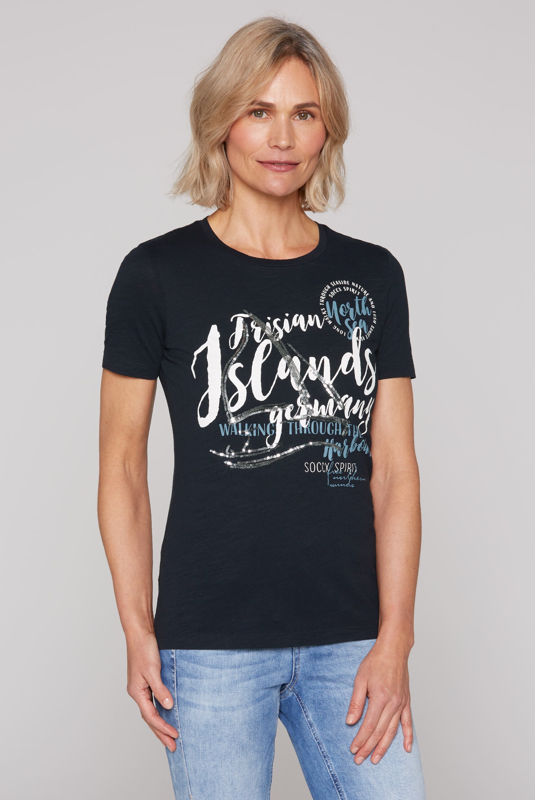 SOCCX Rundhalsshirt aus Baumwolle günstig online kaufen