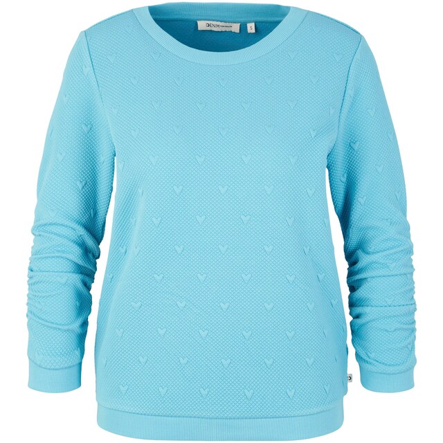 TOM TAILOR Denim Sweatshirt »Sweatshirt Struktur«, (1 tlg.), mit Struktur  und kleinen tonigen Herzen kaufen | BAUR