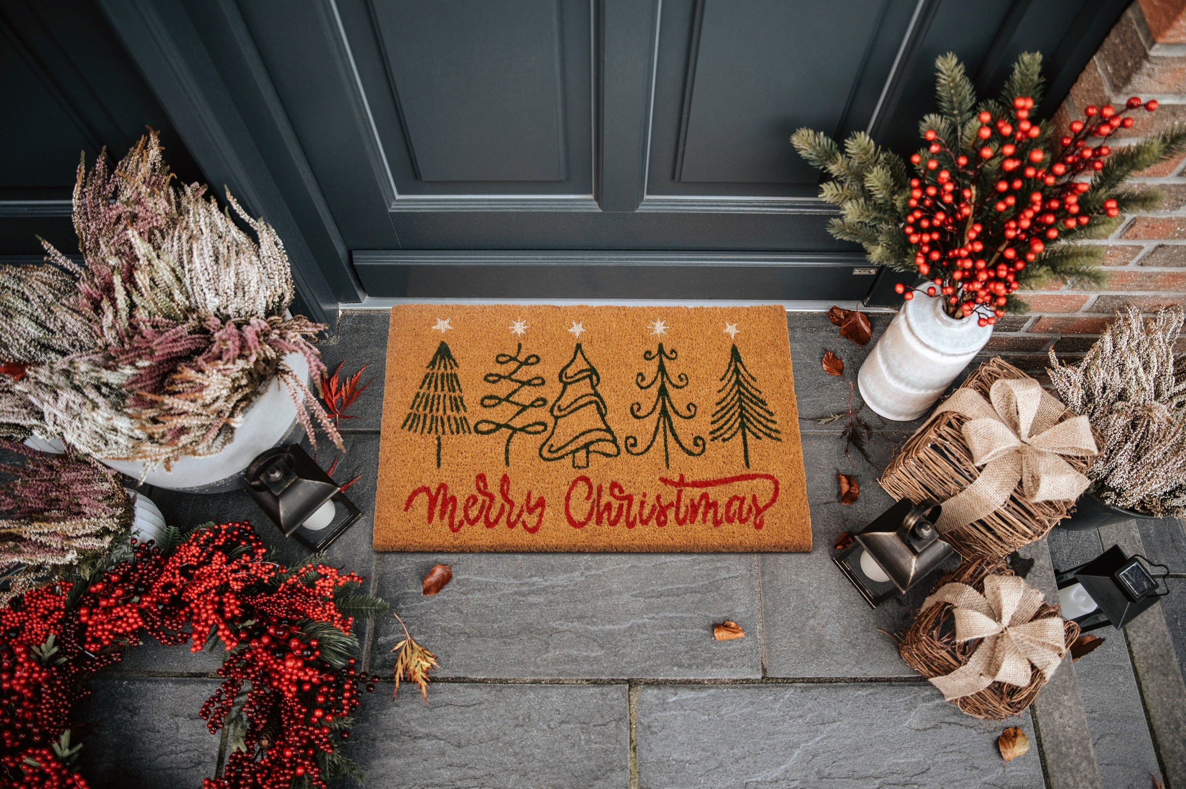 HANSE Home Fußmatte "Kokos Five Christmas Trees, Türmatte" rechteckig 15 mm günstig online kaufen