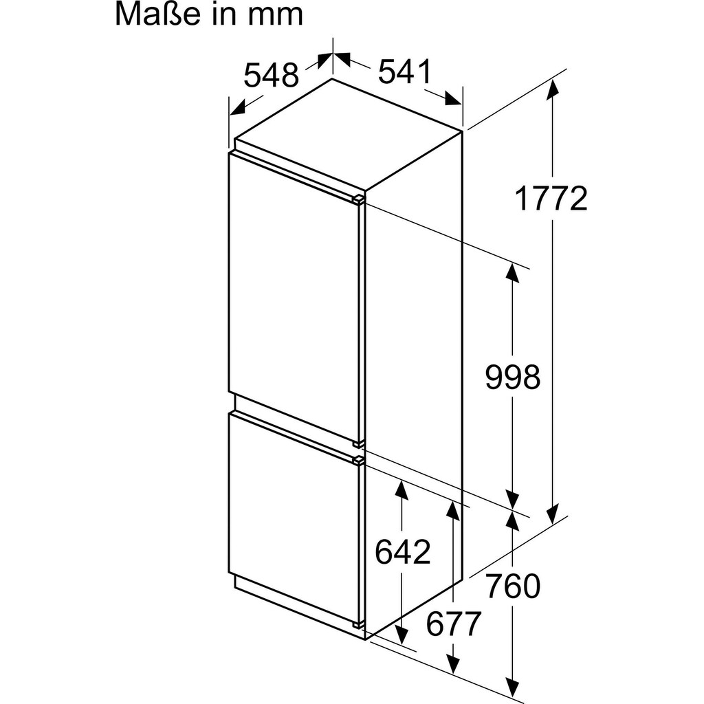 BOSCH Einbaukühlgefrierkombination »KIV86NSF0«, KIV86NSF0, 177,2 cm hoch, 54,1 cm breit