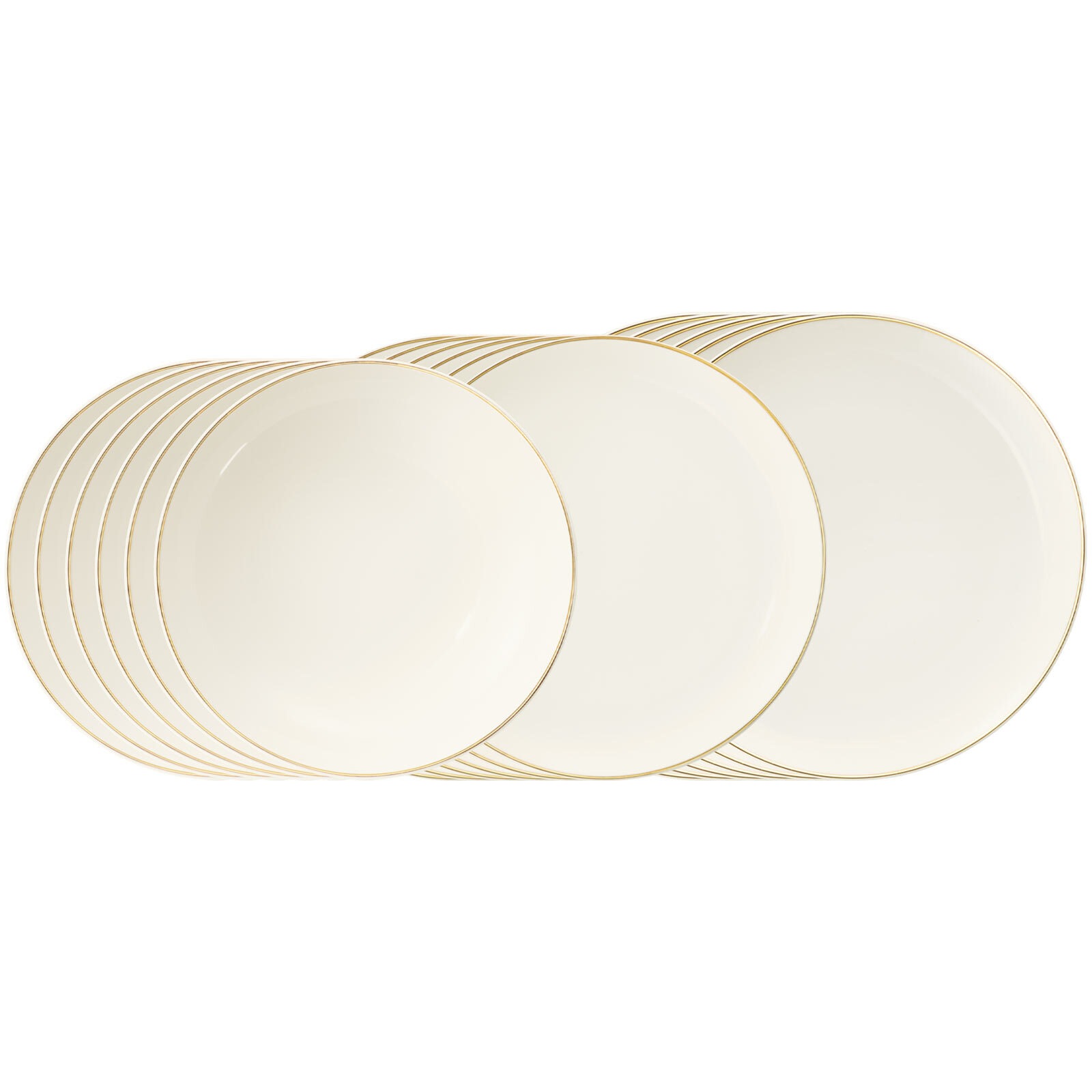 SELTMANN WEIDEN Geschirr-Set "Teller-Set Savona Goldlinie 18er Set creme", 18, beige, Geschirr-Sets, Spülmaschinenfest, Mikrowellensicher, Ofenfest