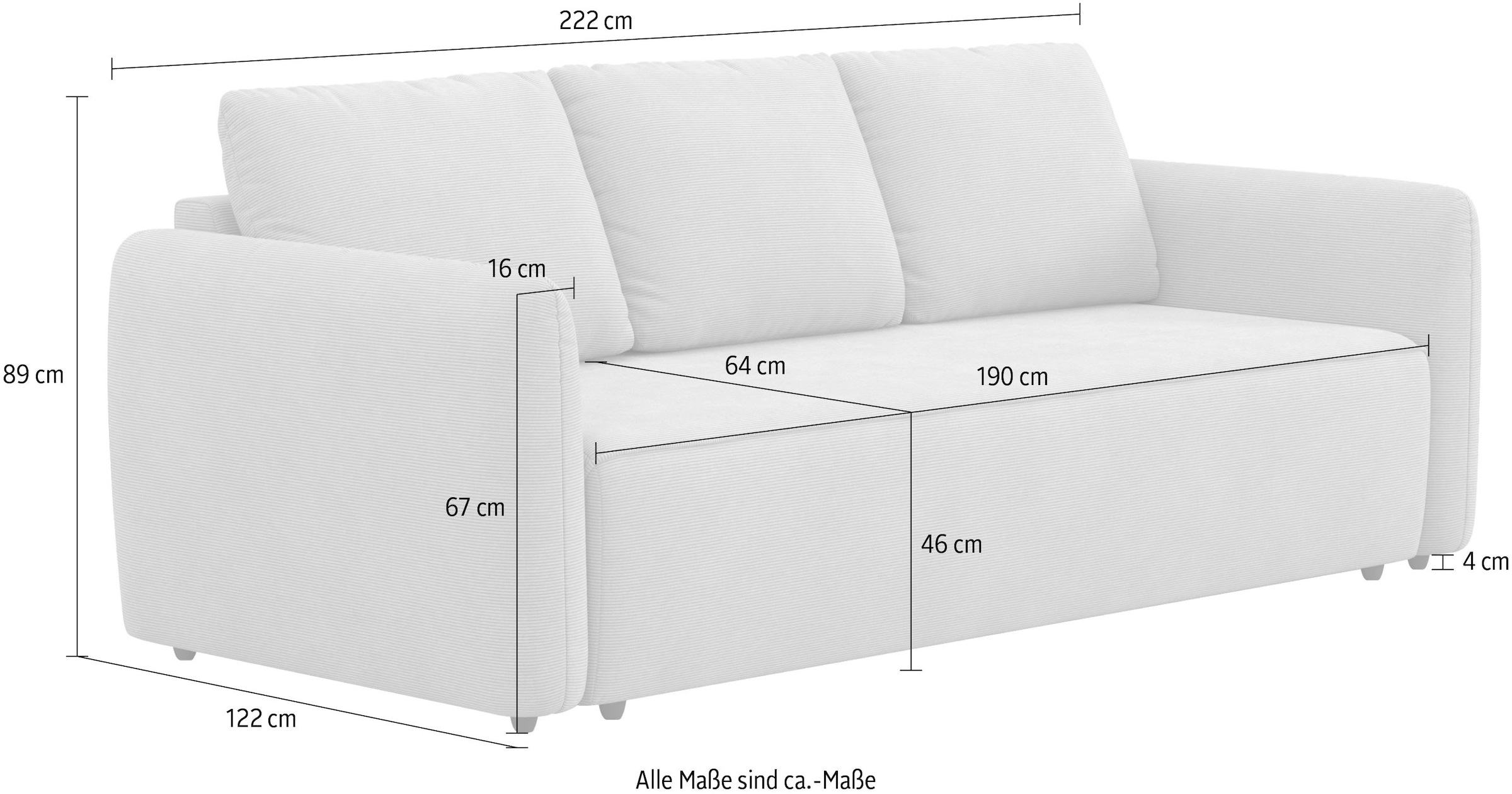 COTTA Big-Sofa »Megasofa, Flow, Breite 222 cm« wahlweise mit Bettfunktion