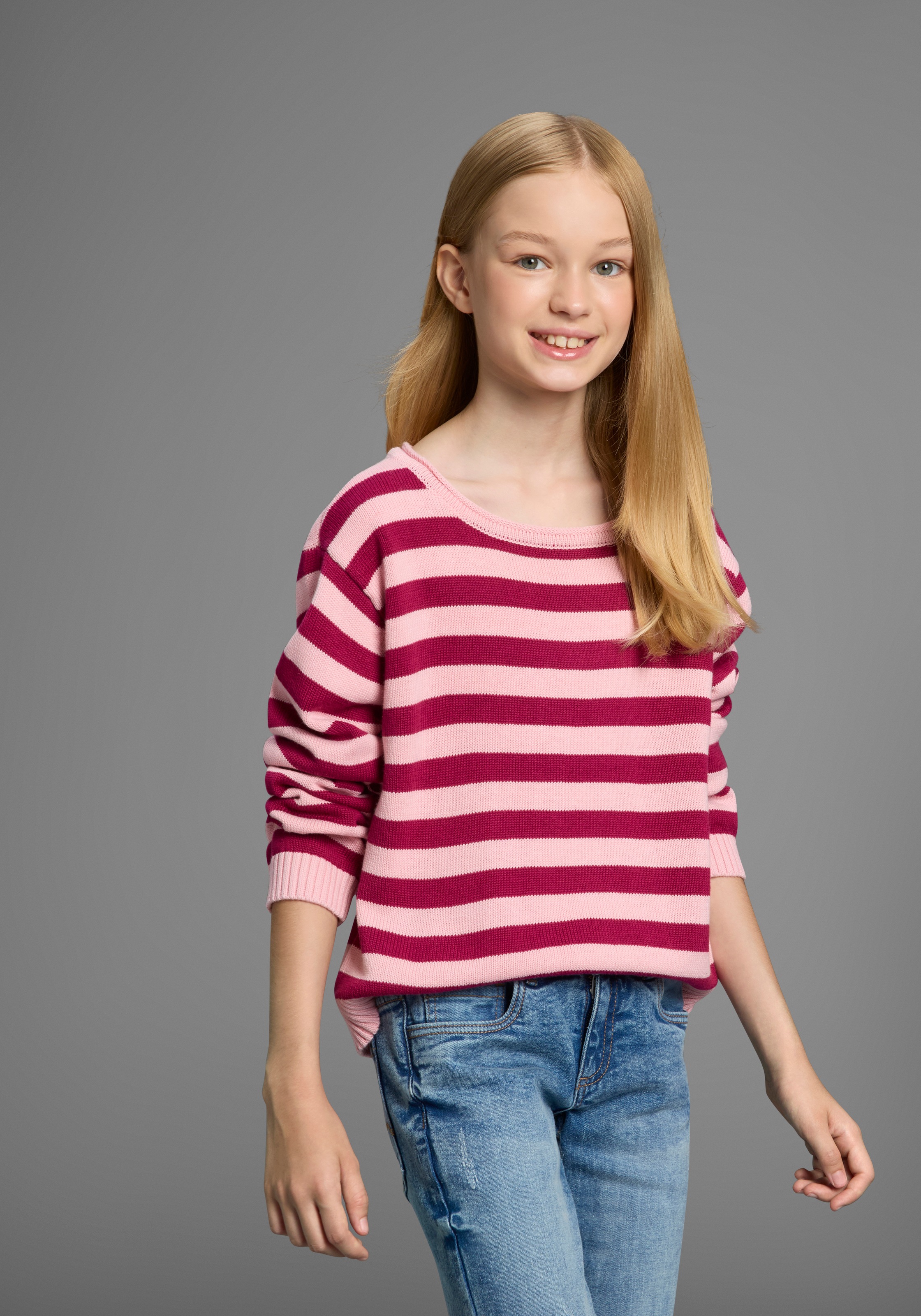 KIDSWORLD Strickpullover "Ringelpullover" Ringelpullover mit Rollsaum