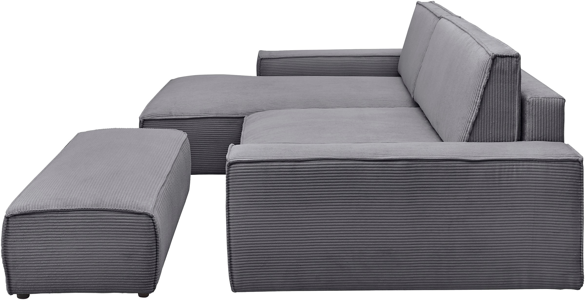 Home affaire Polsterecke »NEU: SHERWOOD XXL tief, L-Form mit Schlaffunktion, Big-Sofa mit Hocker«, (Set, 2 St.), stellbar zum Schlafsofa (Krokodilverbinder), Cord, Leinenoptik