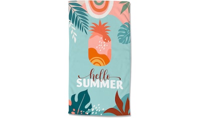 done.® Strandtuch »Hello Summer«, (1 St.), gemustert, mit Reisverschluss- Tasche für Wertgegenstände auf Rechnung | BAUR