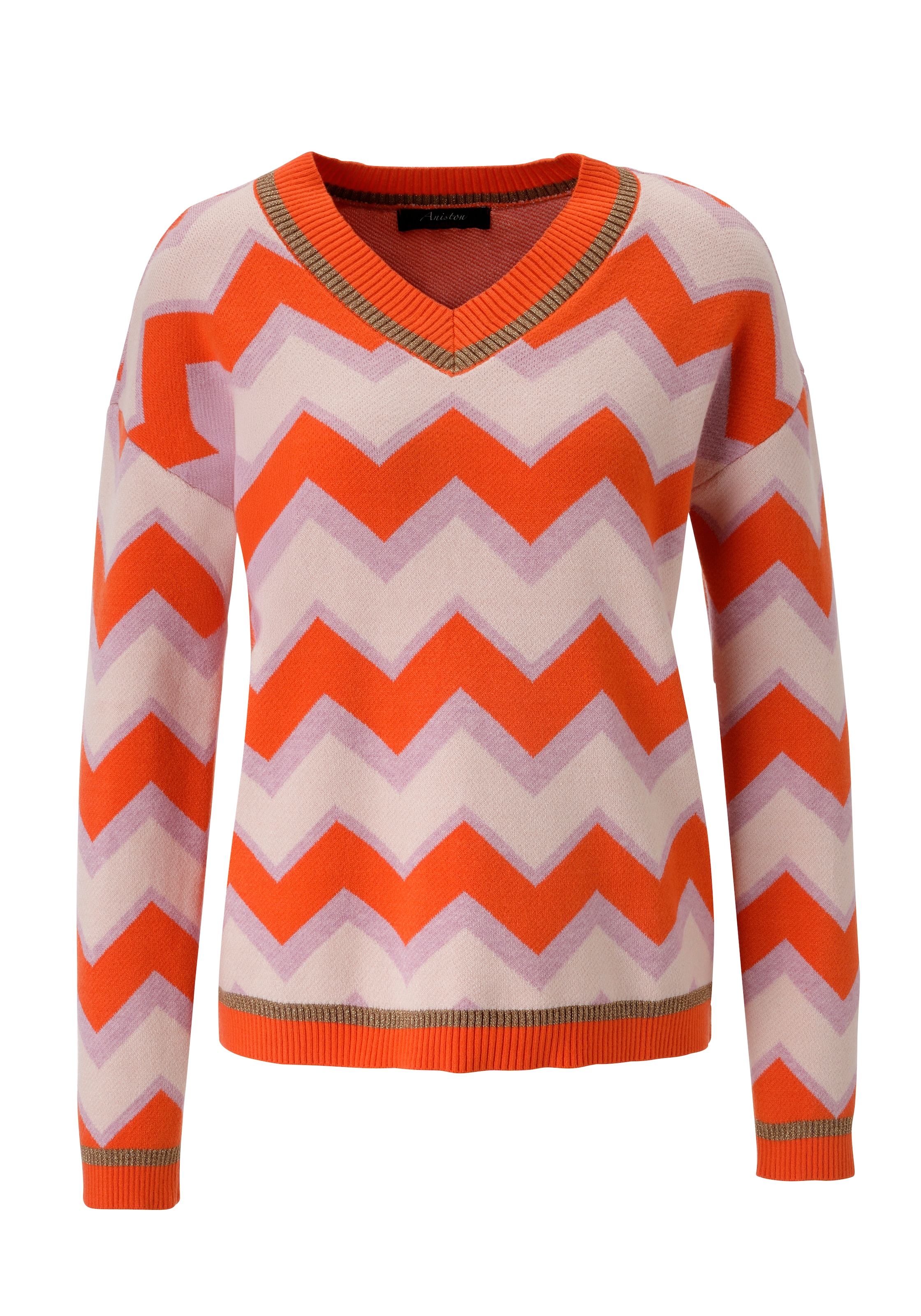 Aniston CASUAL Strickpullover, im interessantem Zick-Zack-Muster - NEUE KOLLEKTION