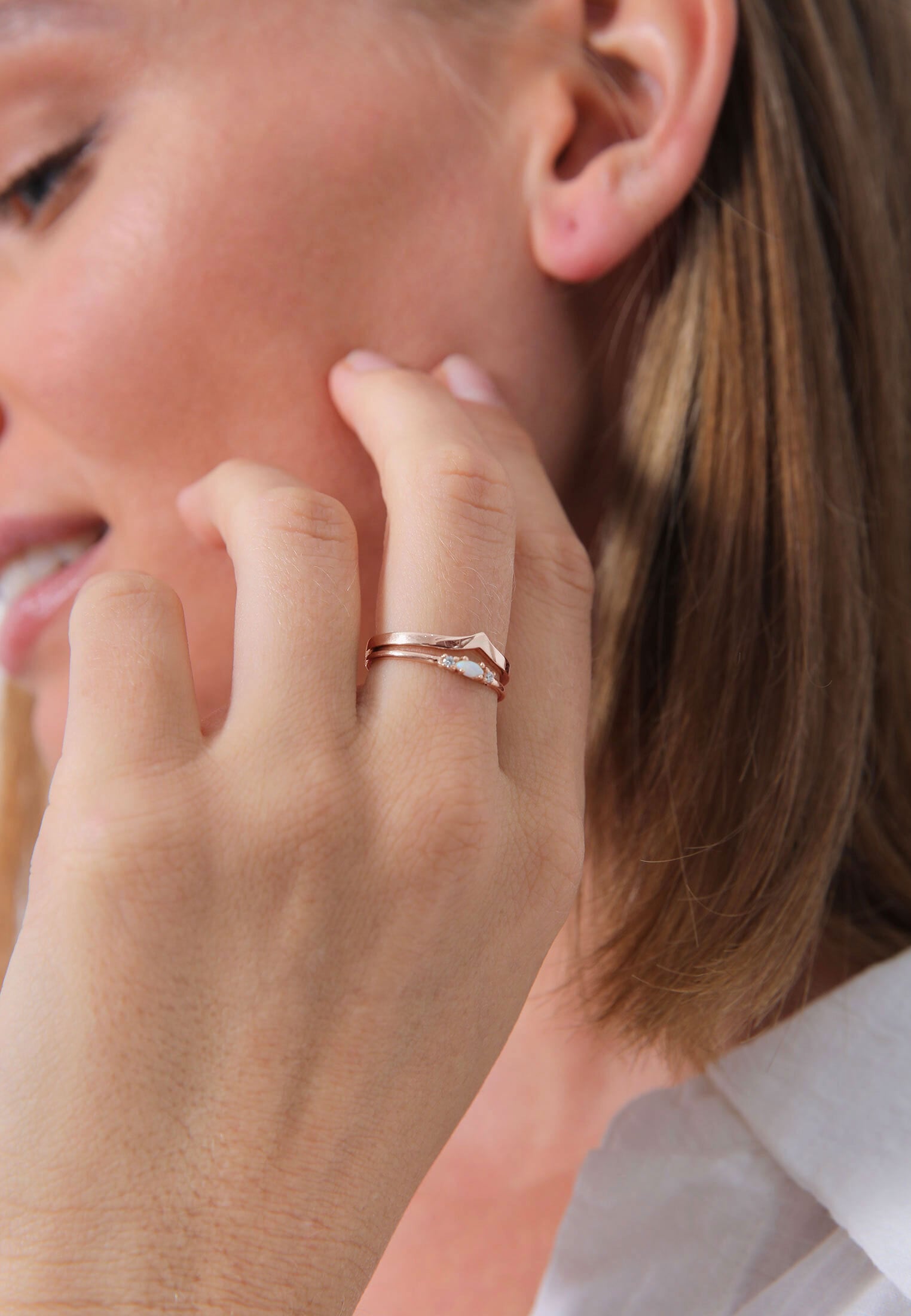 Elli Ring-Set »Ring Marquise Opal Zirkonia Dreieck ( 2 tlg) 925 Silber«