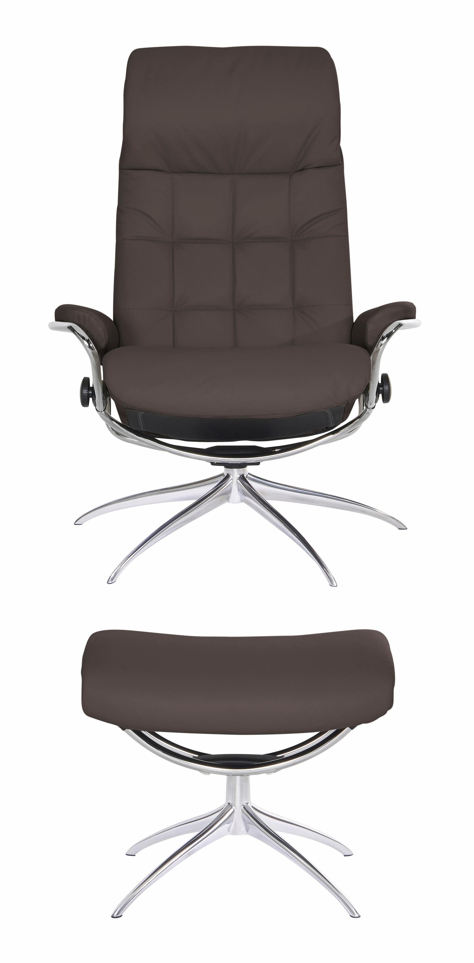 Stressless® Relaxsessel »London«, (Set, Relaxsessel mit Hocker), mit Hocker, High Back, mit Star Base, Gestell Chrom