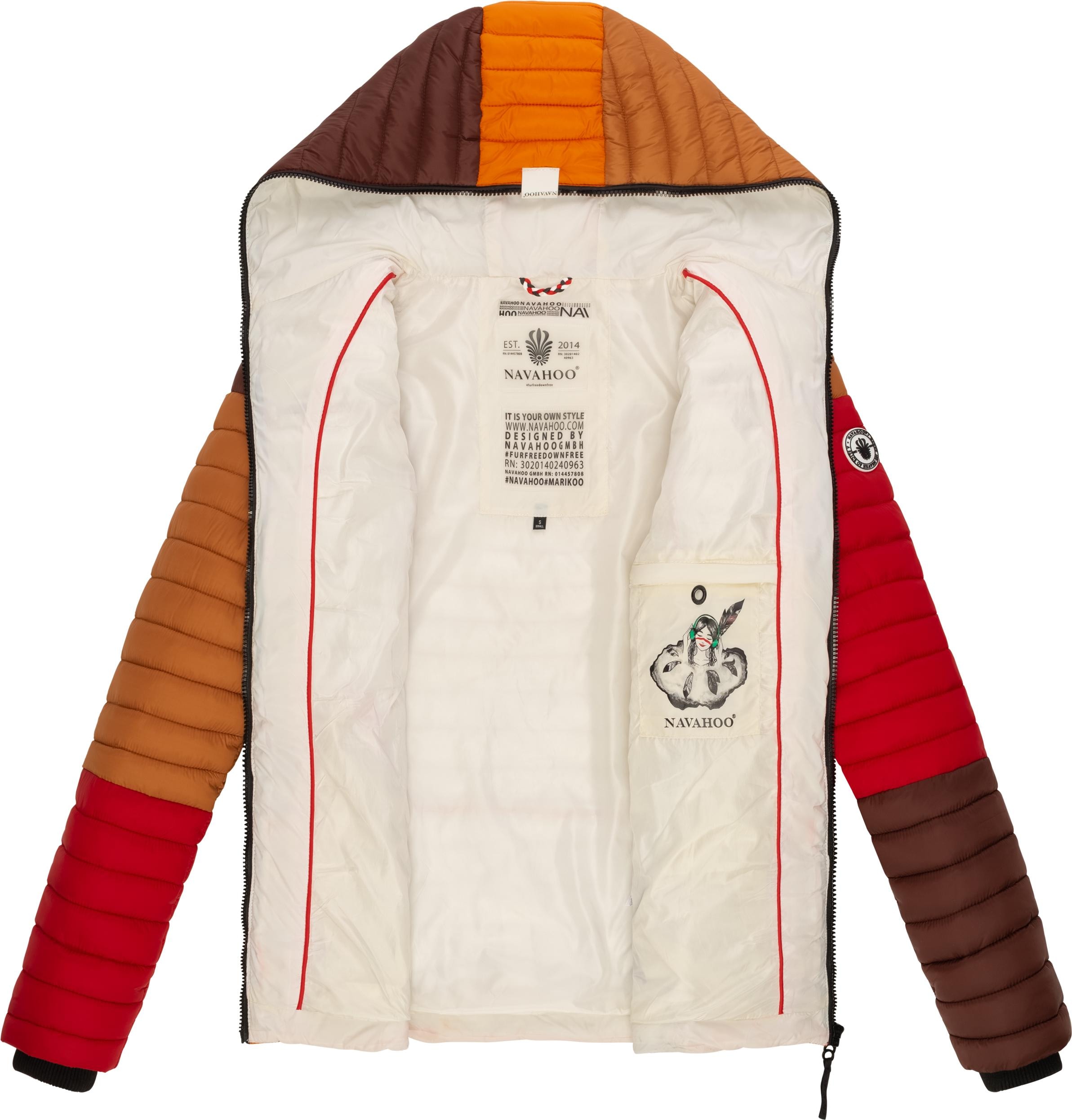 Navahoo Steppjacke »Multikulti«, mit Kapuze, stylische Colorblocking Übergangsjacke m. Kapuze