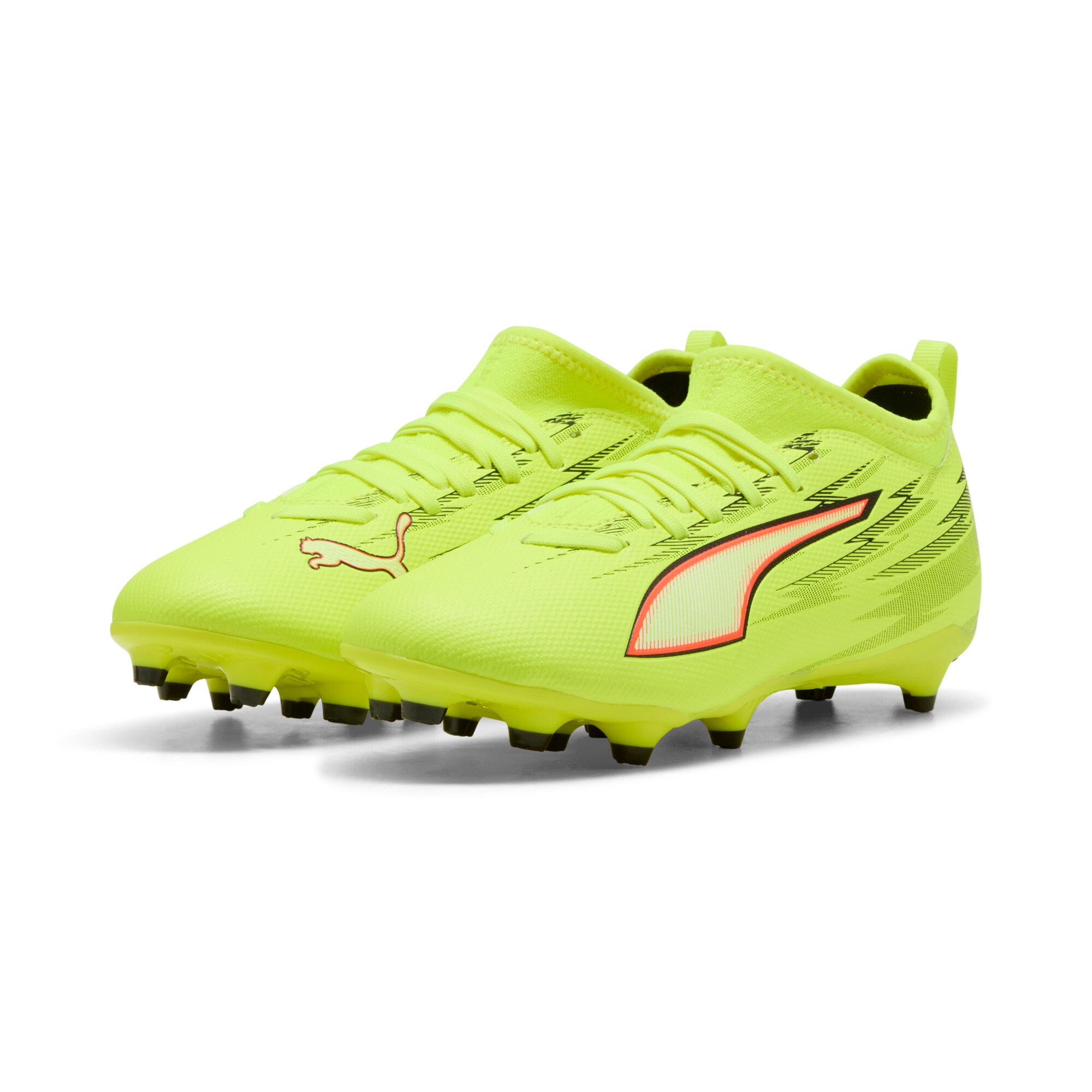 PUMA Kinder Fußballschuh "ULTRA 6 MATCH FG/AG JR", Gr. 37,5gelb alert, puma schwarz, glowing rot, lime squeeze, Synthetik, Schuhe, für Rasenplätze,