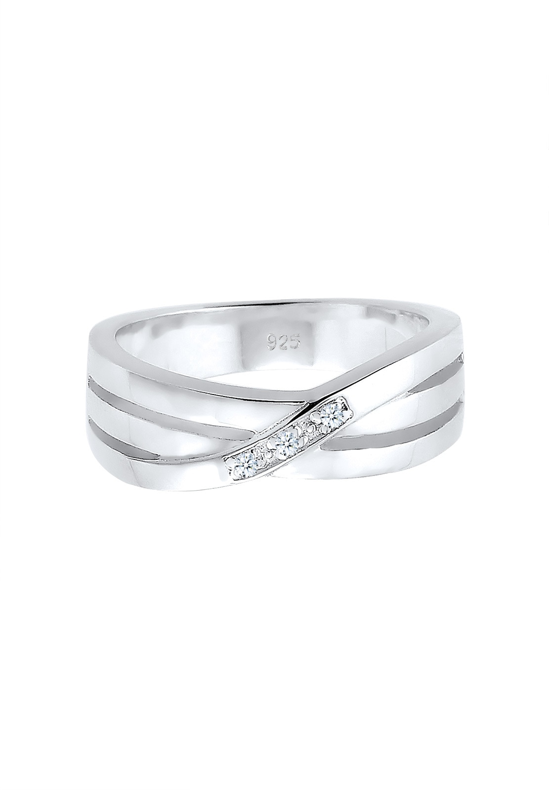 Elli DIAMONDS Verlobungsring »Cross Over Verlobung Diamant 0.015 ct. 925 Silber«