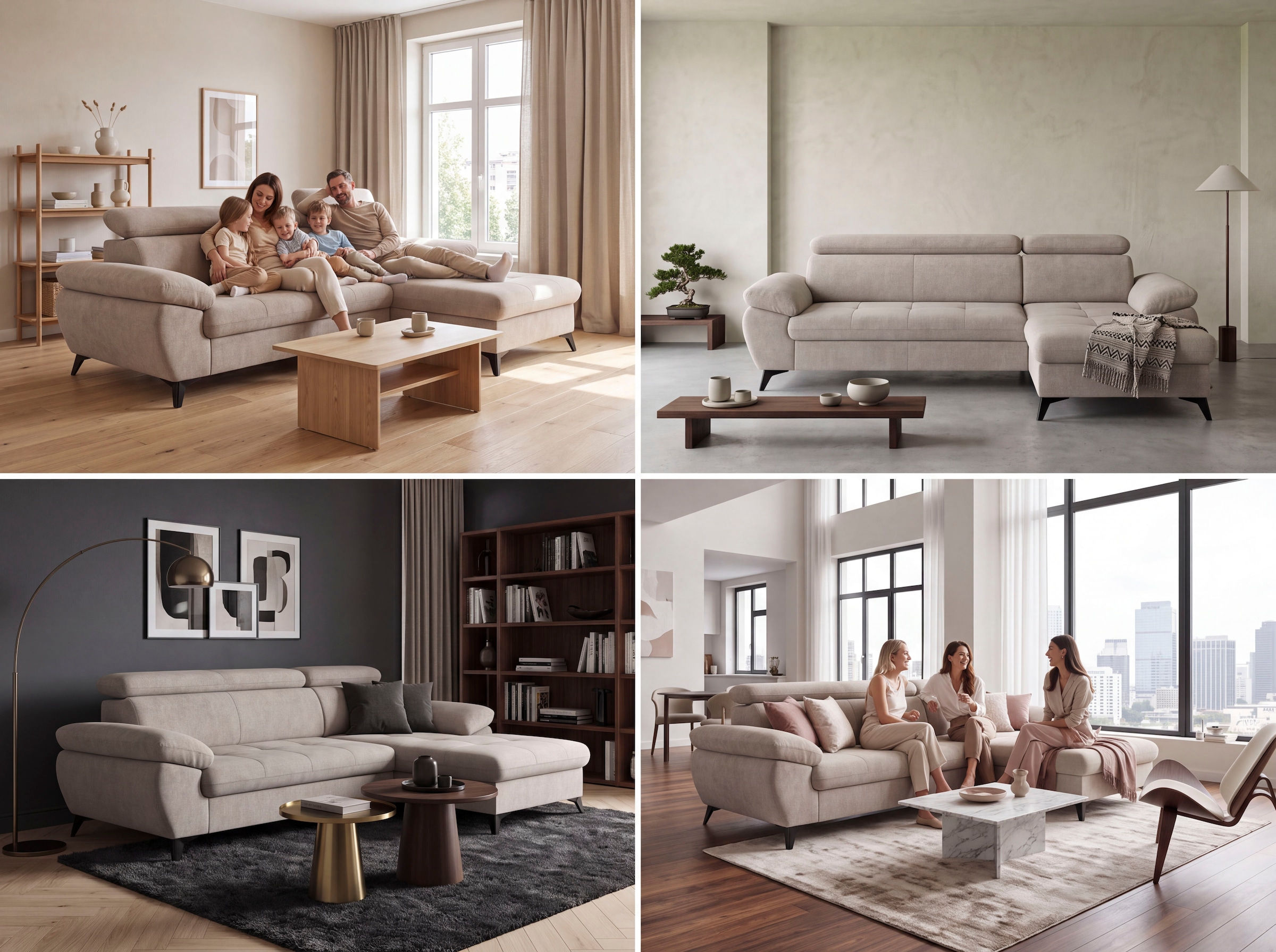 COTTA Ecksofa »Hudson L-Form, B: 261 cm, mit Kopfteilverstellung, Wellenunterfederung« optional mit Schlaffunktion und  XL Bettkasten, Liegefläche 190x119cm