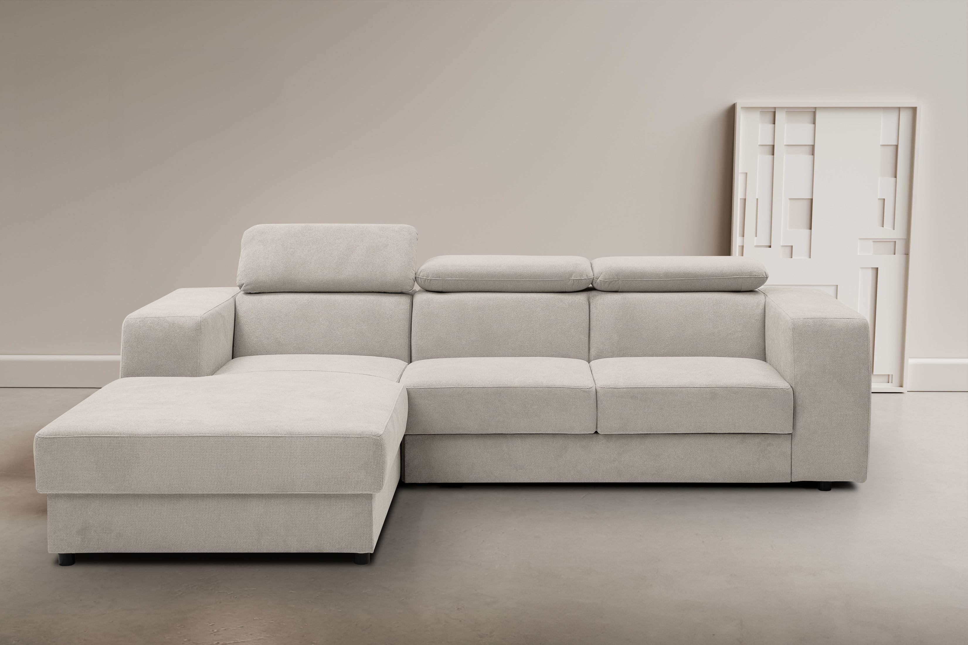 WERK2 Ecksofa "Cherry 270 x 192 cm modern und bequem" Luxus-Microfaser Chenille, L-Form, XXL, Schlaffunktion, Bettkasten
