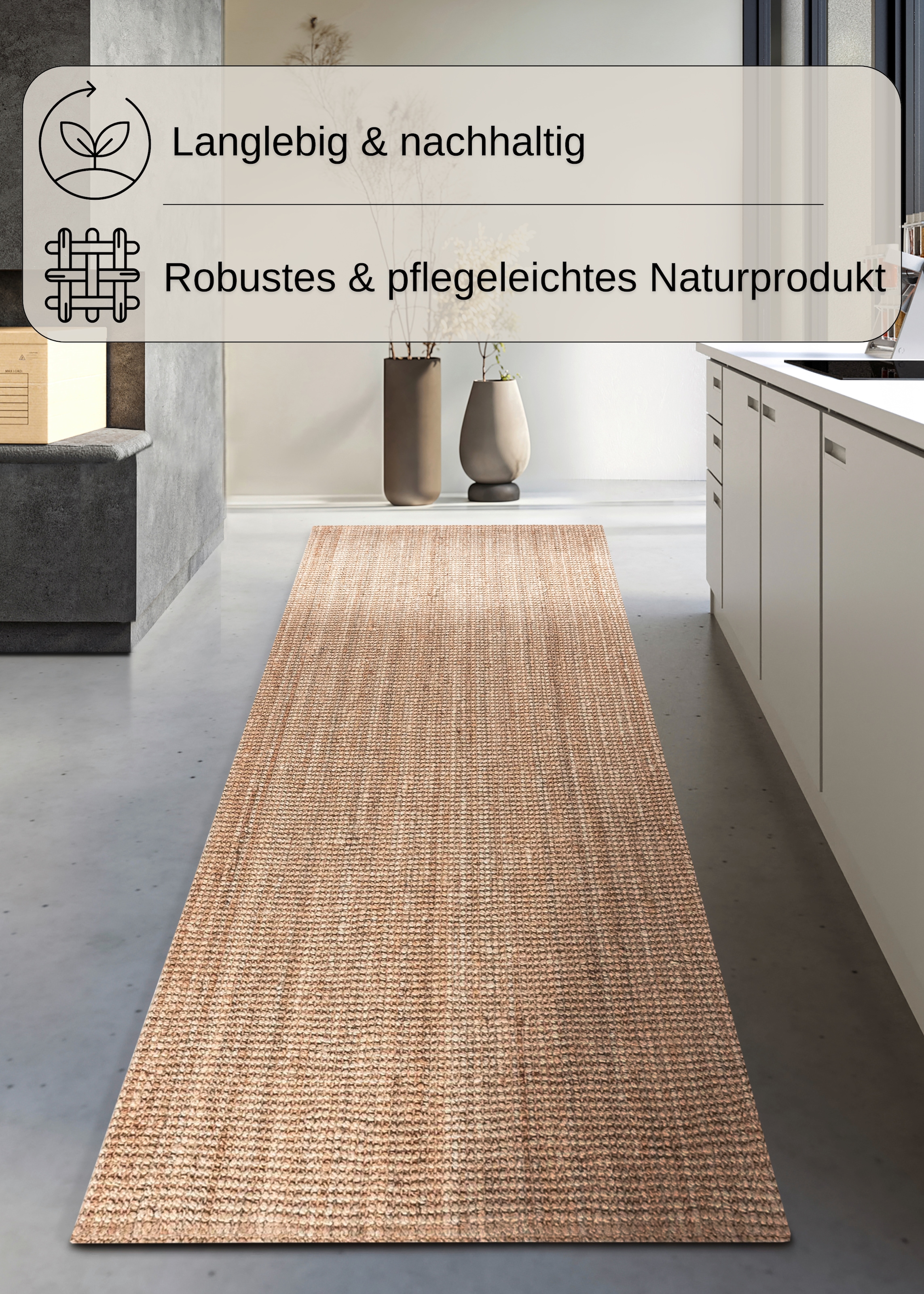 my home Teppich »Avot Juteteppich«, rechteckig, 10 mm Höhe, 100% Jutefaser, Läufer, Esszimmer, Wohnzimmer, Skandi