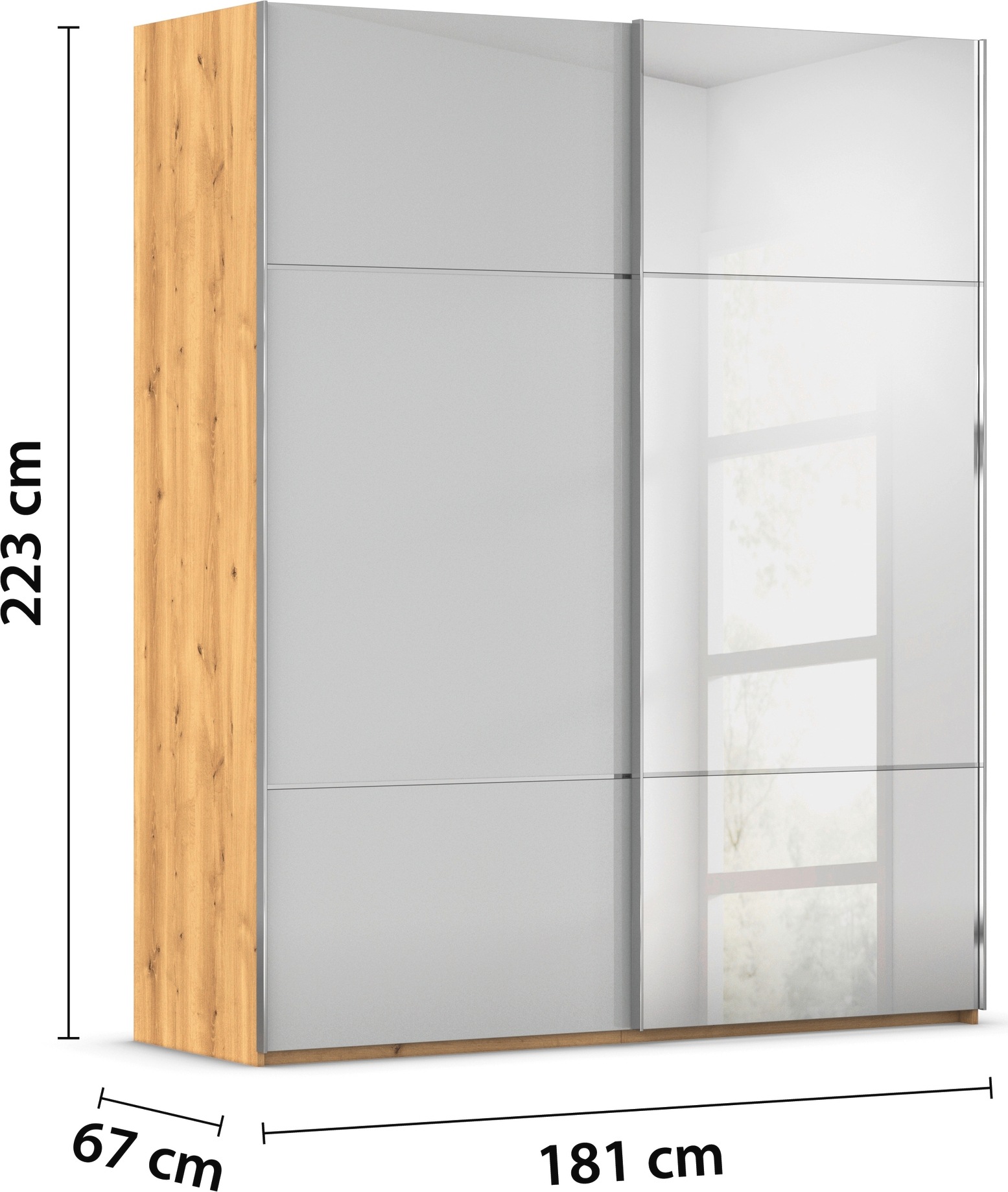 rauch Schwebetürenschrank »Kleiderschrank Schrank Garderobe Schlafzimmerschrank SCALE-TRIO«, edle dreigeteilte Front mit 2 Zierleisten Spiegel/Glas MADE IN GERMANY