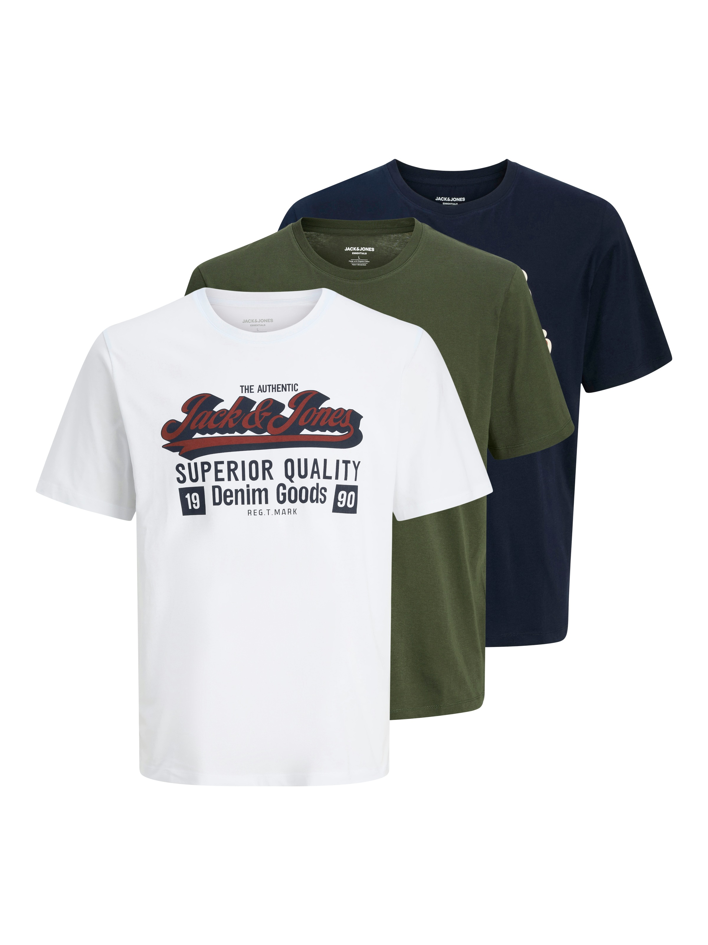 Jack & Jones Rundhalsshirt "JJELOGO TEE SS O-NECK 2 COL AW25 3PK MP" Packun günstig online kaufen