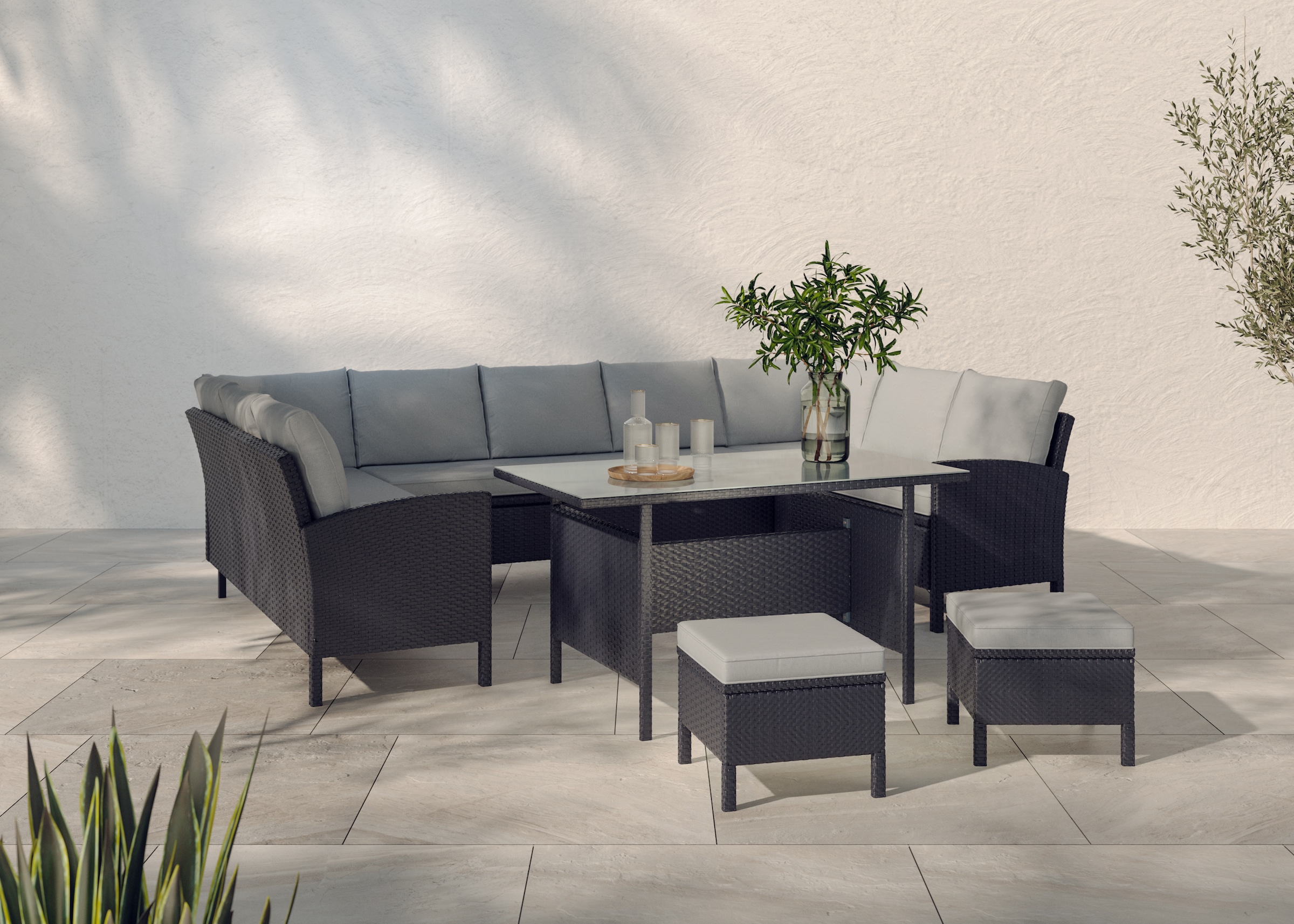 KONIFERA Gartenlounge-Set ""Miami"", (Set, 22 tlg., 3x 3er Sofabank, Tisch günstig online kaufen