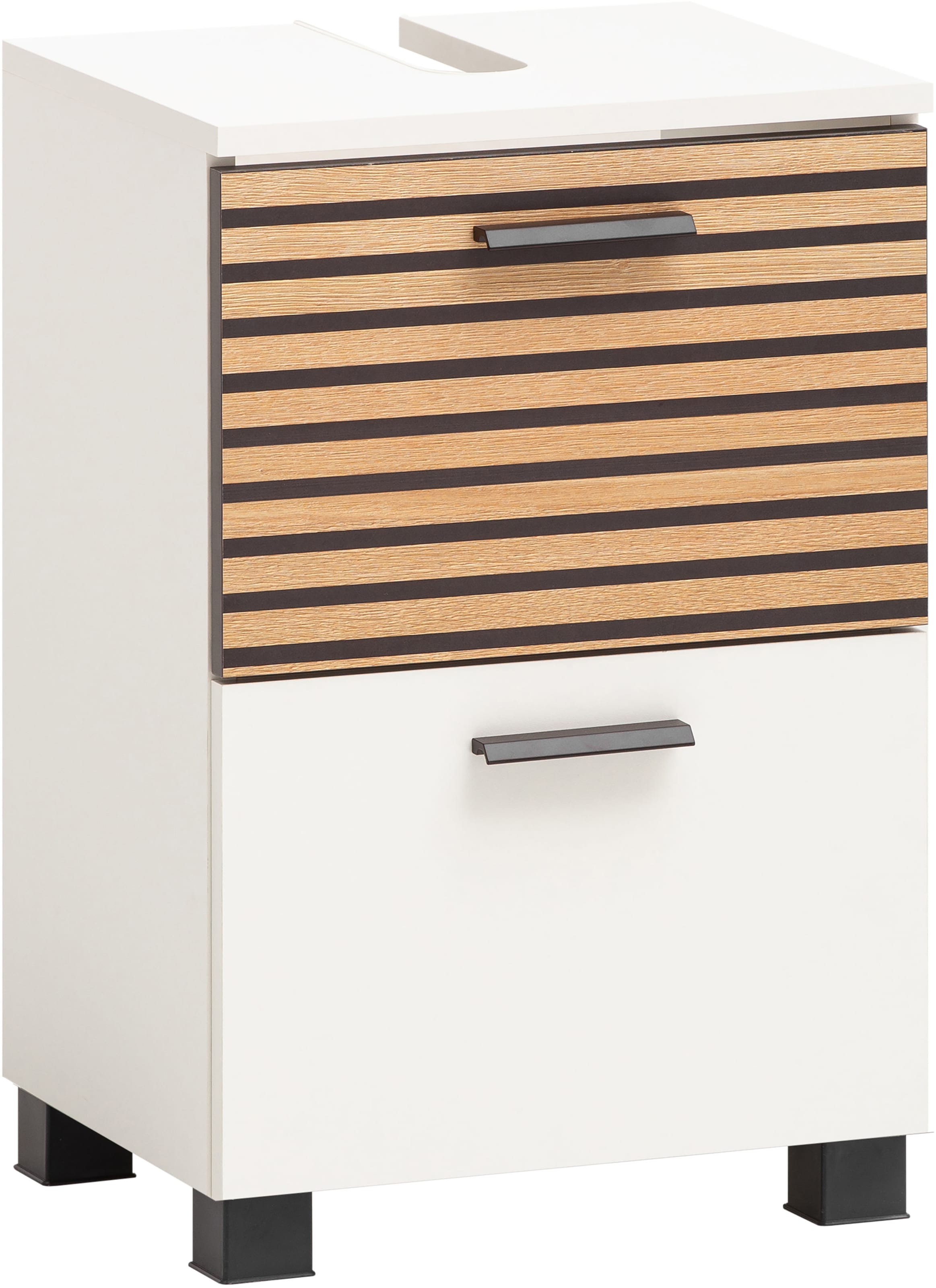 Schildmeyer Waschbeckenunterschrank »Katta, Breite 40 cm«, Oberboden mit Siphonausschnitt, Klappenfront mit Akustikprint