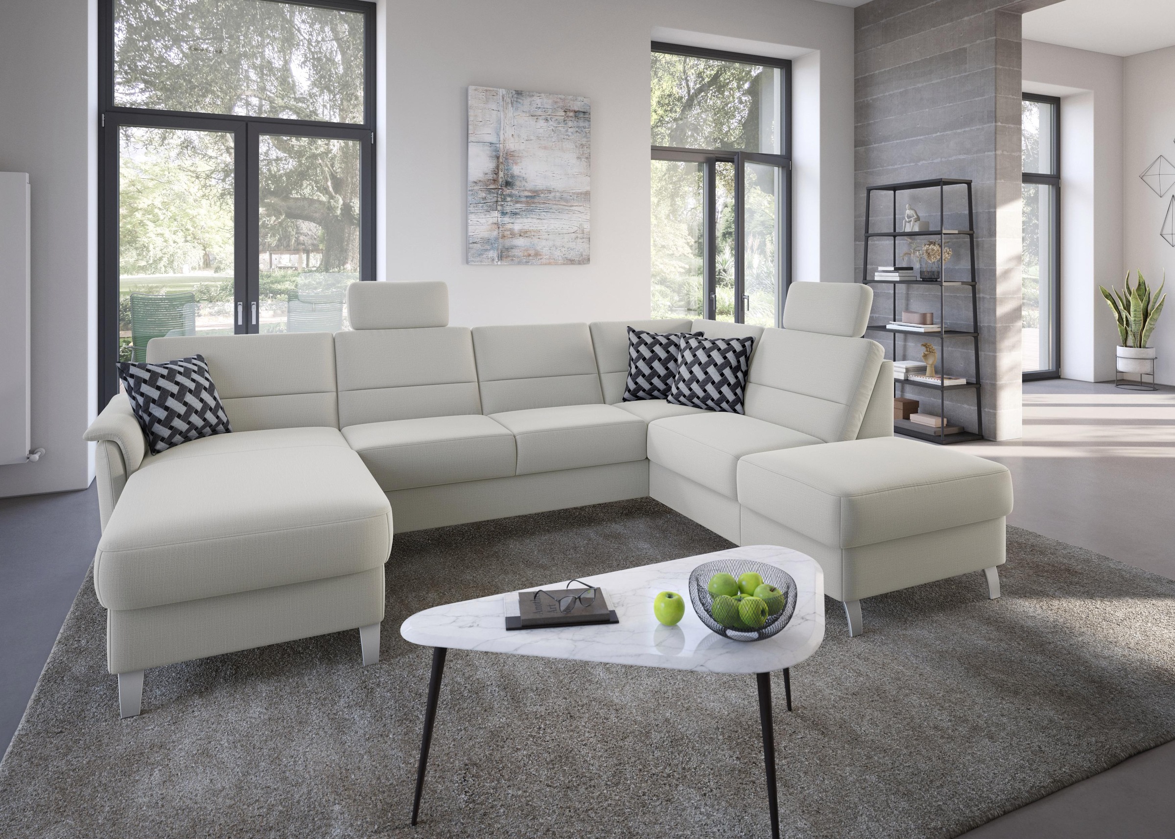 sit&more Wohnlandschaft »Palmera U-Form, B: 308 cm« optional Bettfunktion & Bettkasten, Federkern
