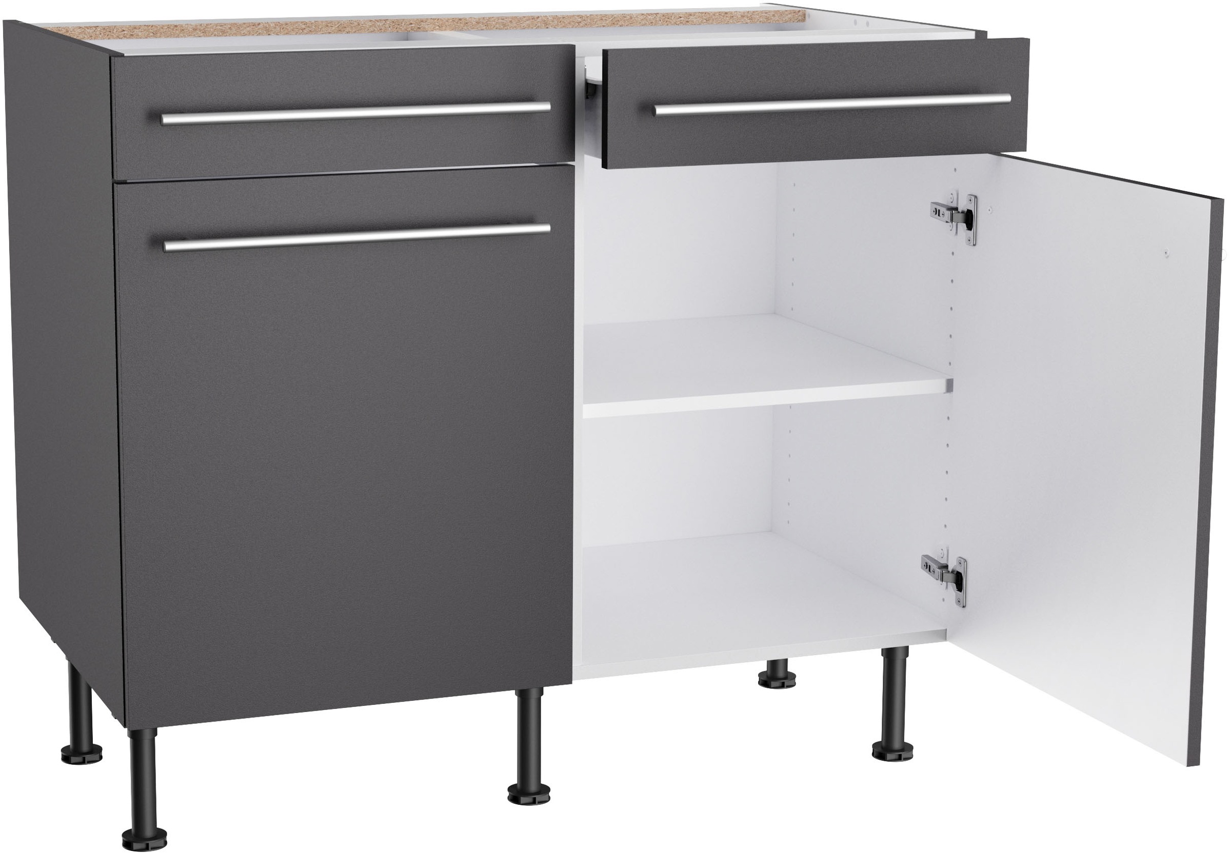 KOCHSTATION Unterschrank »KS-Bern2« Breite 100 cm, 2 Türen, 2 Schubkästen, 1 Einlegeboden