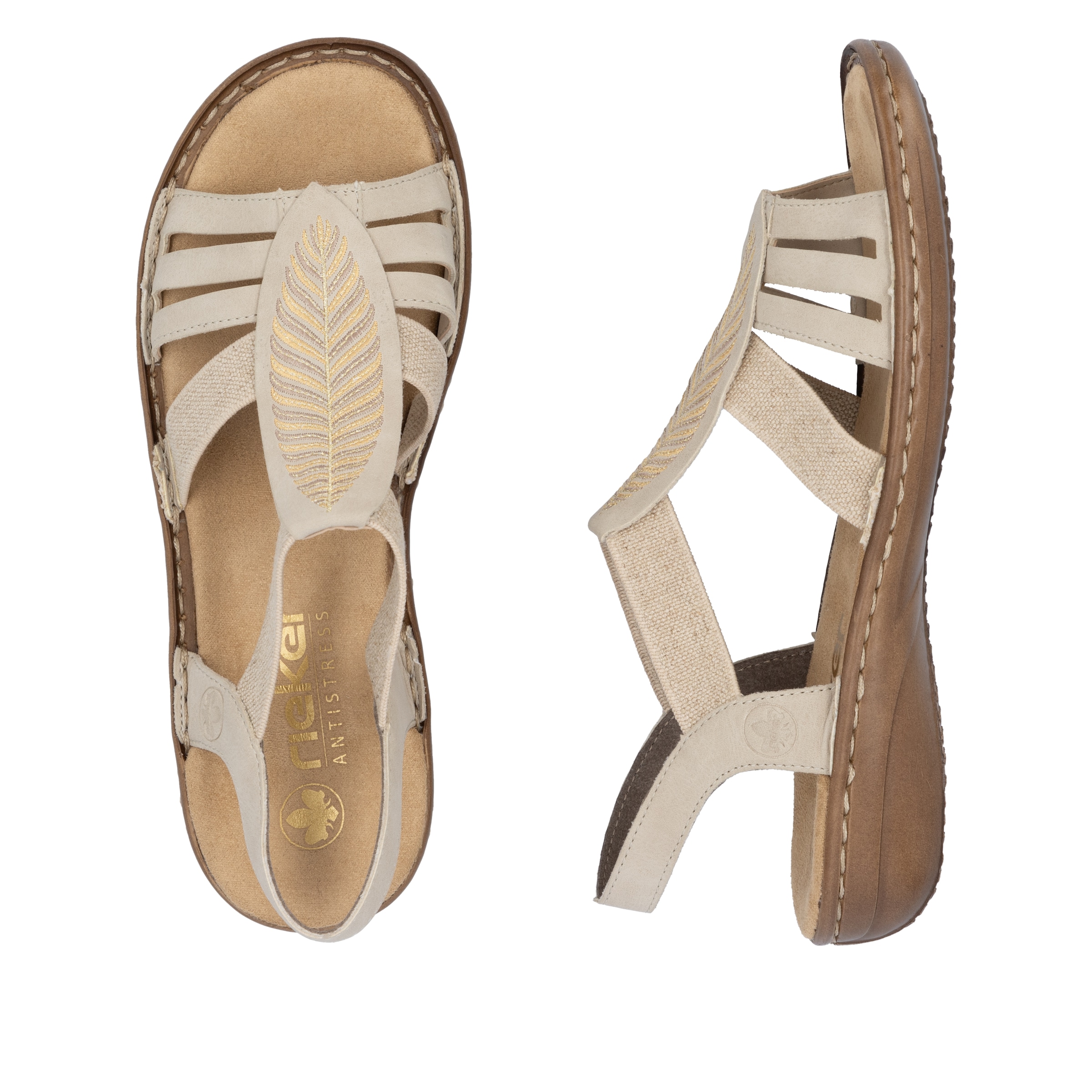 Rieker Sandale, Sommerschuh, Schlupfschuh, Sandalette mit praktischen Gummizügen