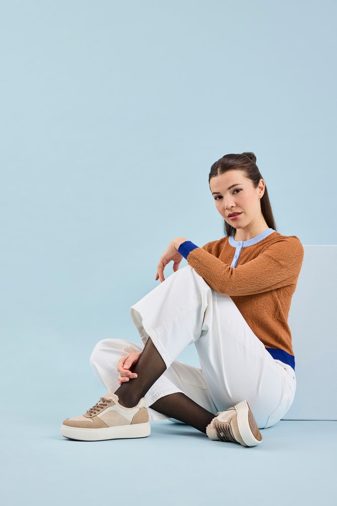 Rieker Plateausneaker, Retro-Sneaker, Schnürschuh, Halbschuh mit Teddyfutter